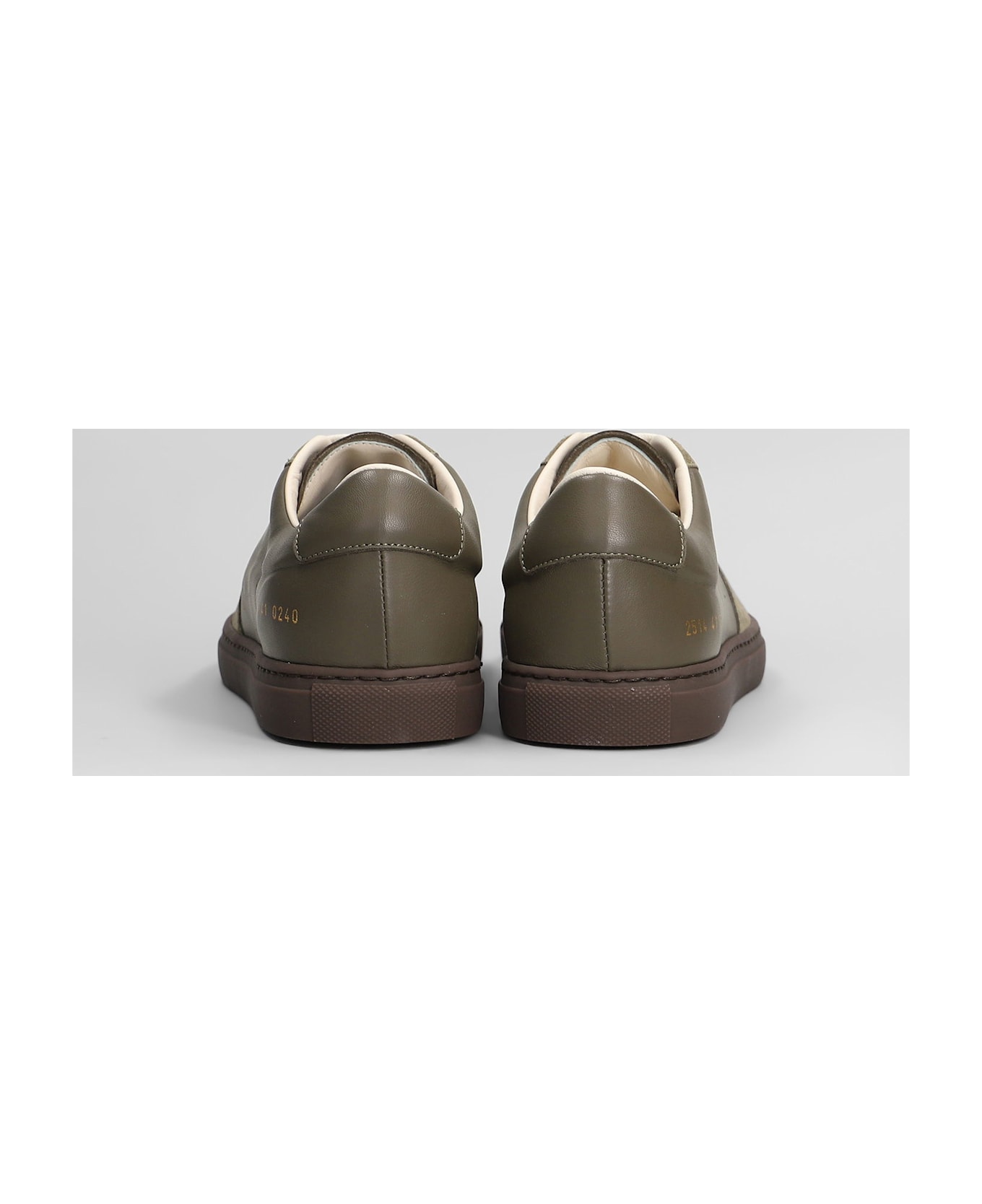 Common Projects Bball Slim Sneakers In Green Suede And Leather - green