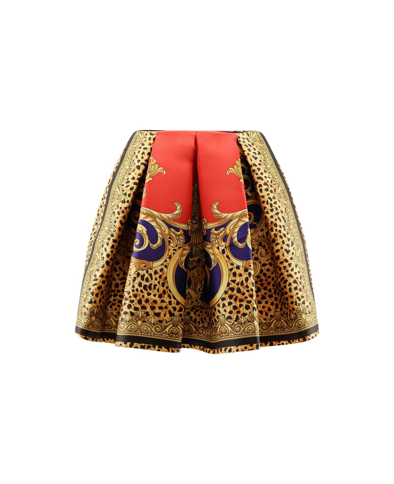 Versace Cheetah Barocco Silk Duchesse Skirt - Scarle+Ultramarine
