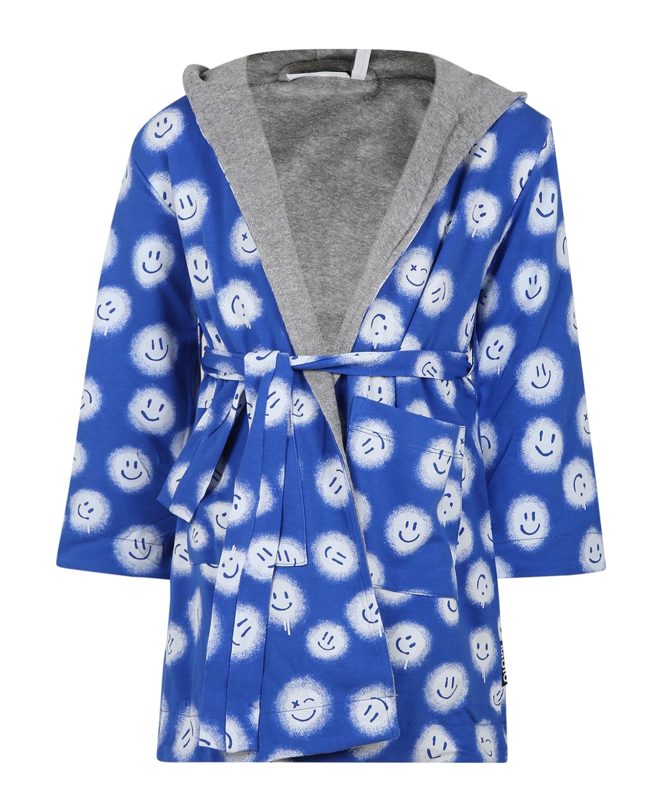 Molo Blue Dressing Gown For Kids With Smiley - Blue ジャンプスーツ