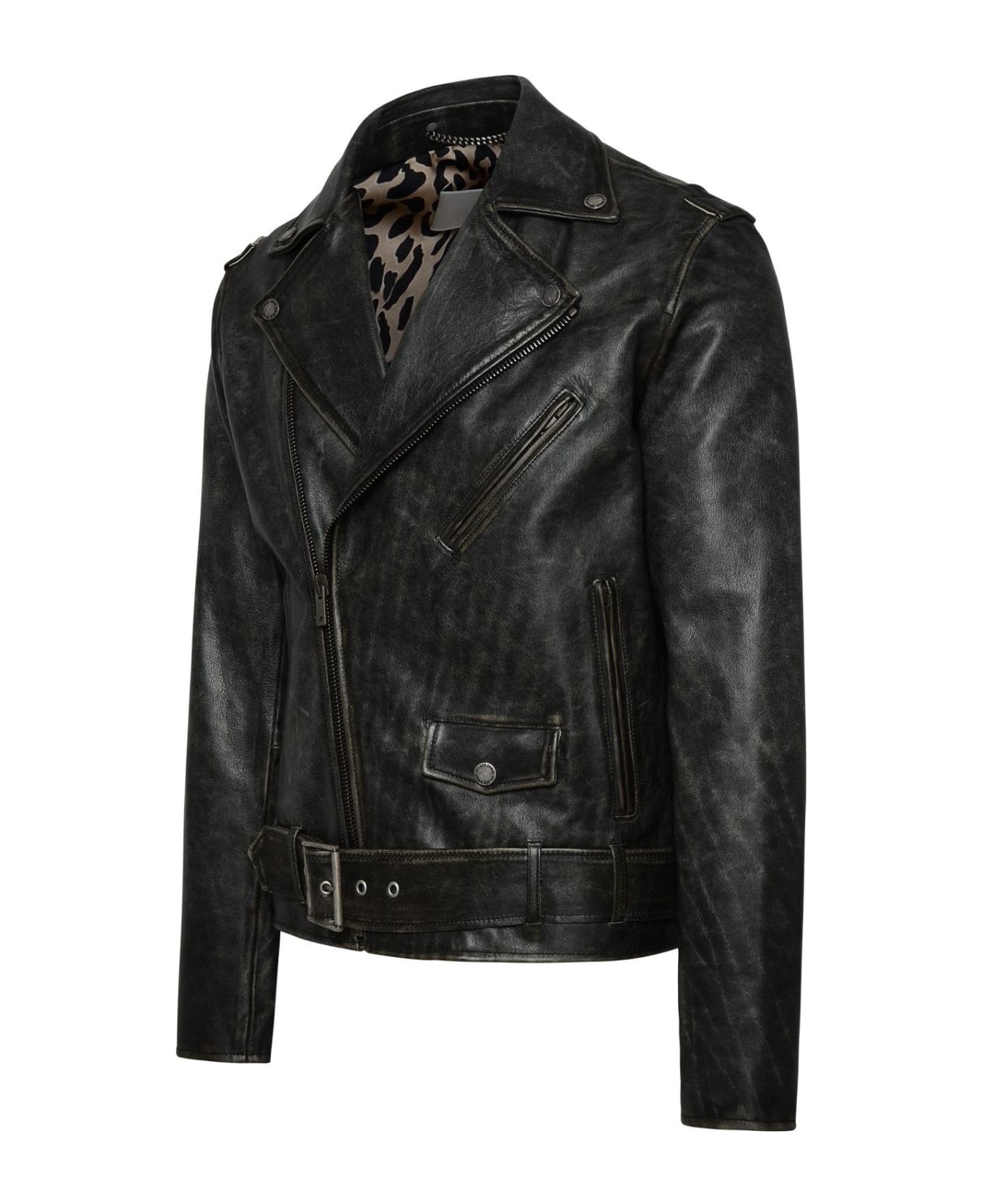 Golden Goose Leather Biker Jacket - Nero
