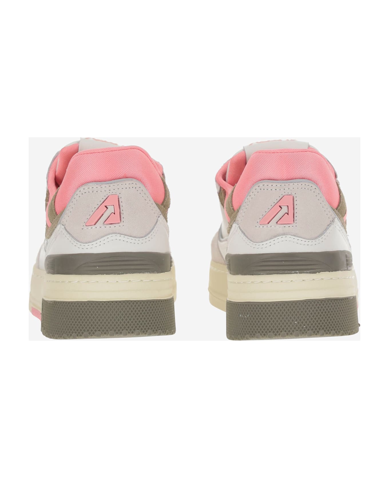 Autry Clc Low Suede And Mesh Sneakers - Bianco+rosa
