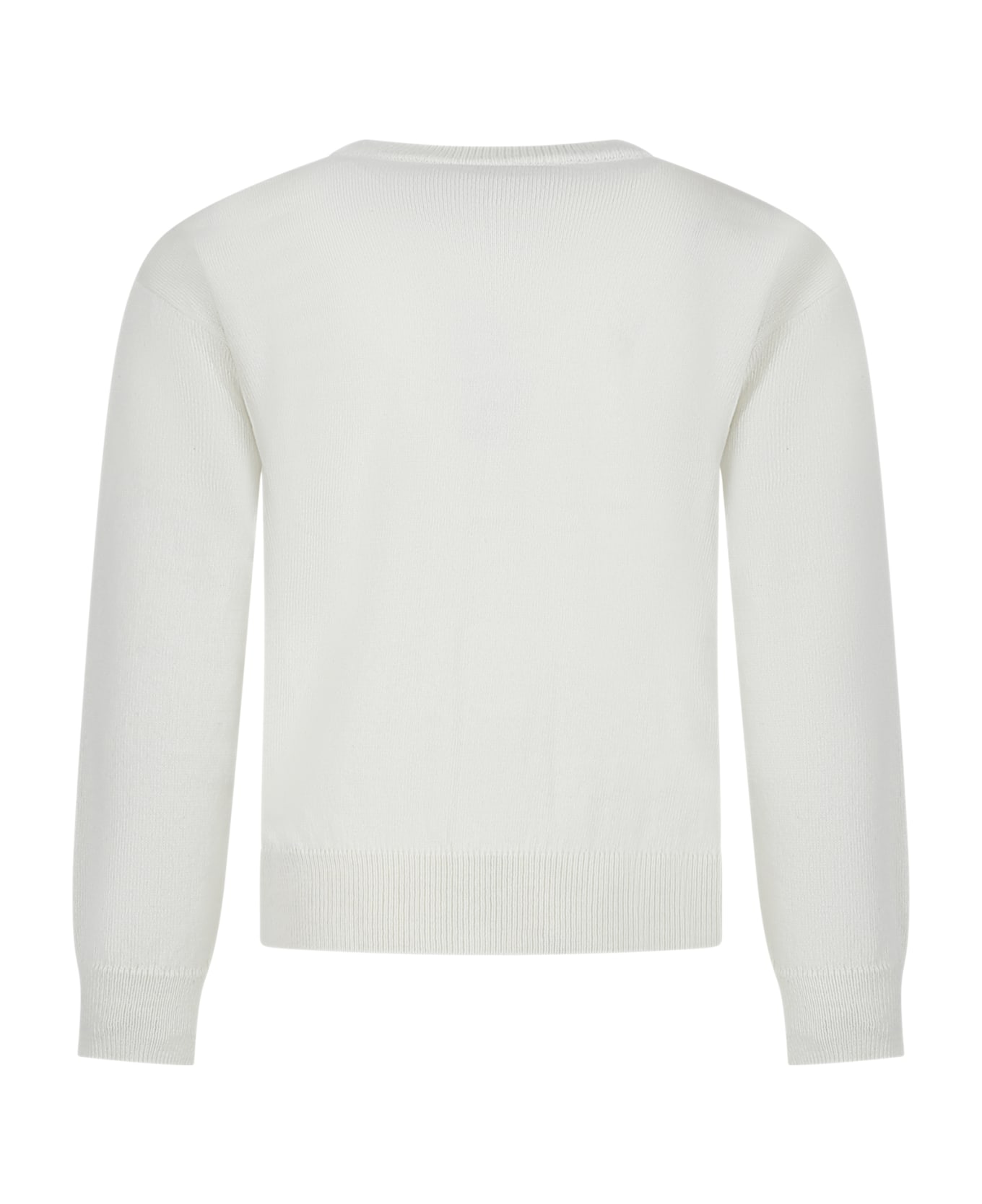 Moschino White Sweater For Kids With Teddy Bear - Cloud