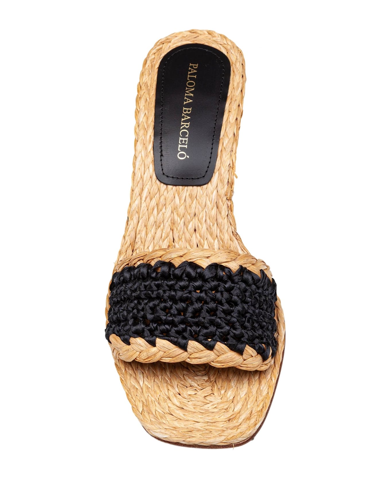 Paloma Barceló Paloma Uliana Raffia Sandal Natural And Black Color - Black