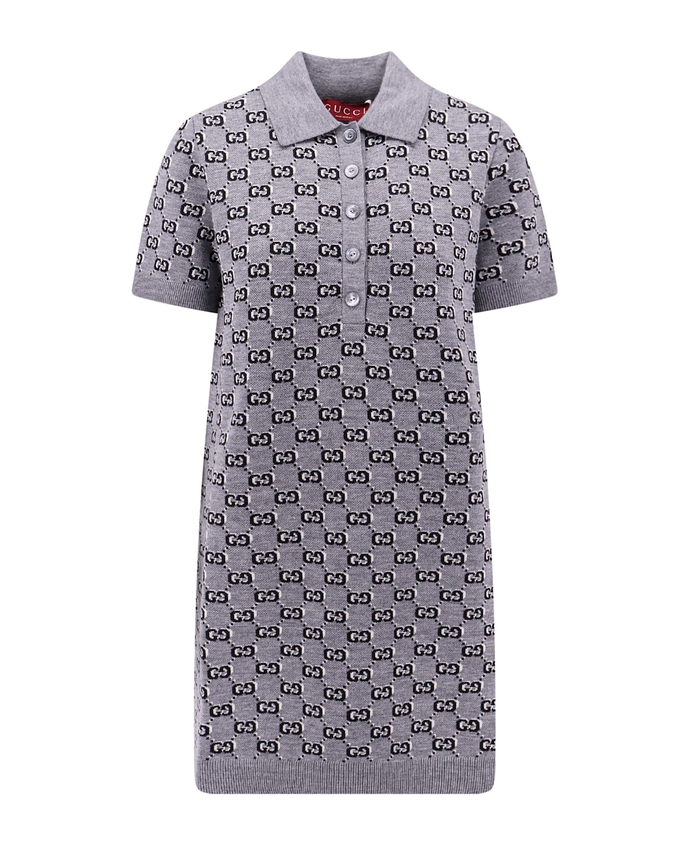 Gucci Embroidered Wool Mini Dress - Grey
