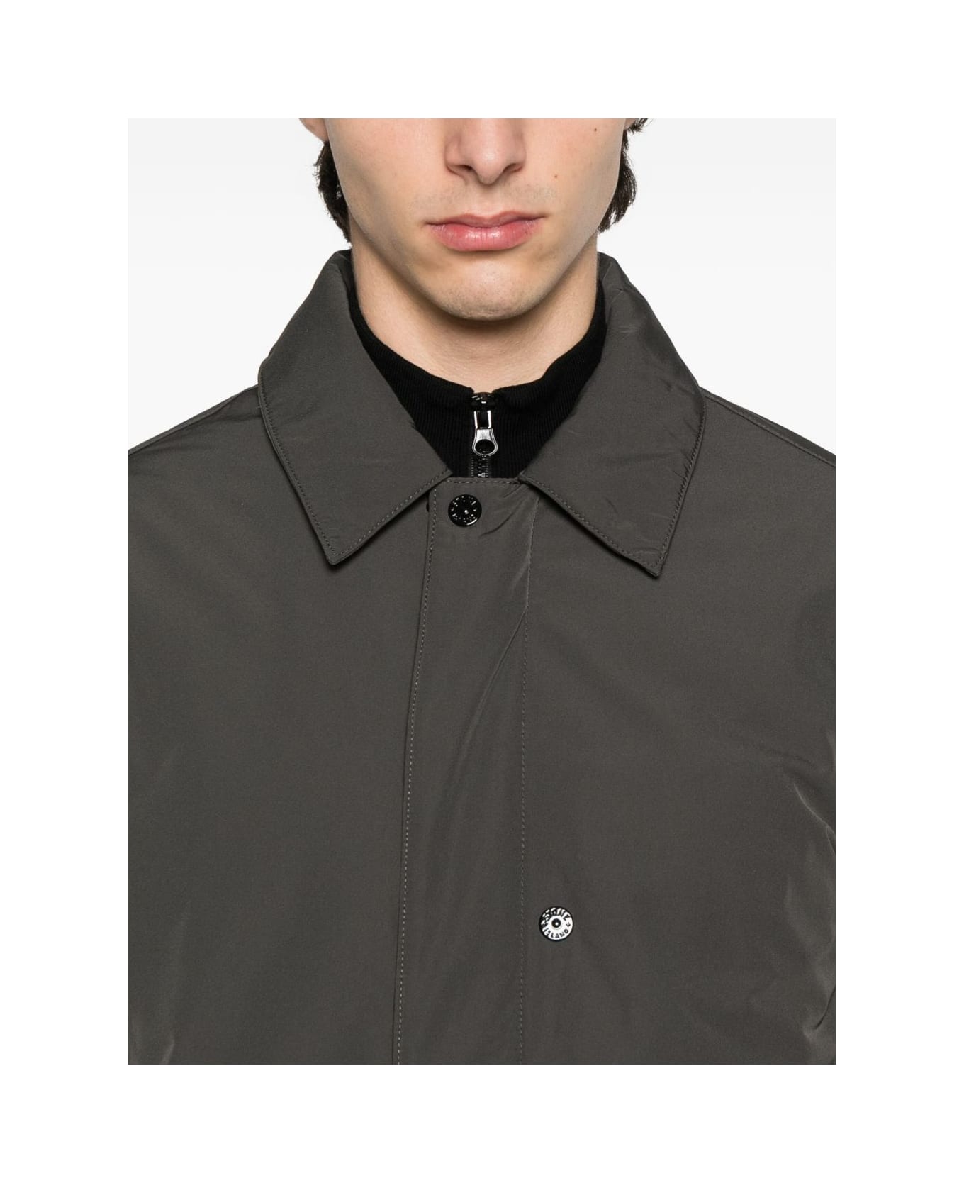 Stone Island Coat With Buttons - Green