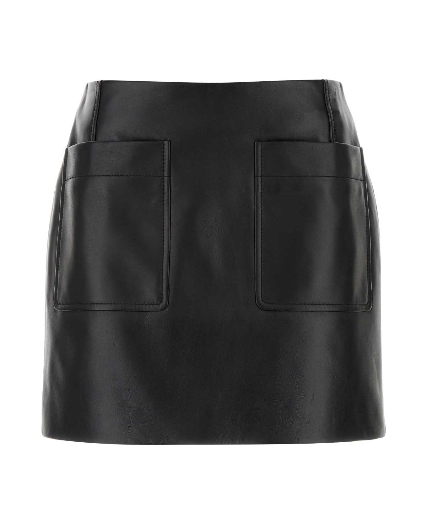 Bottega Veneta Black Leather Mini Skirt - Black