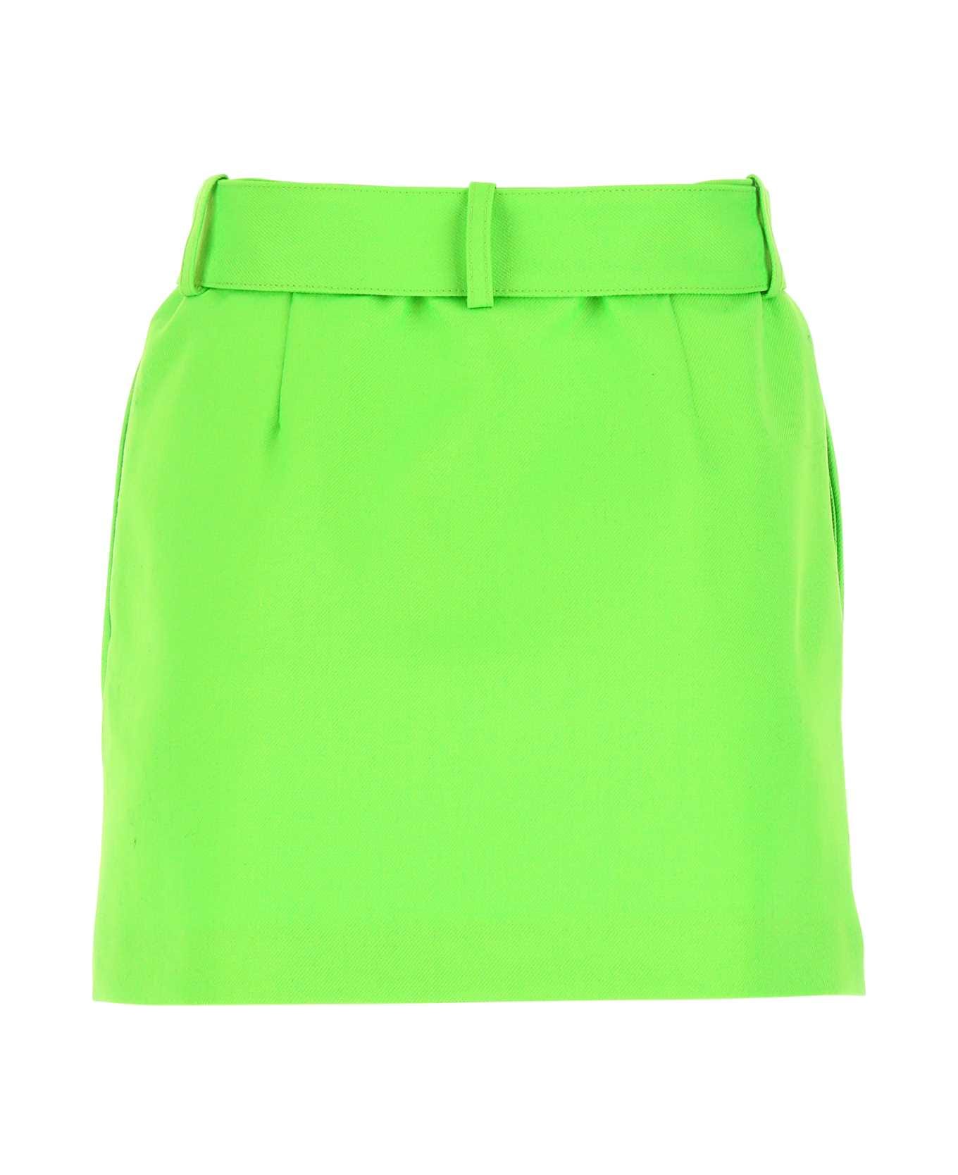 Ami Alexandre Mattiussi Fluo Green Wool Mini Skirt - 300