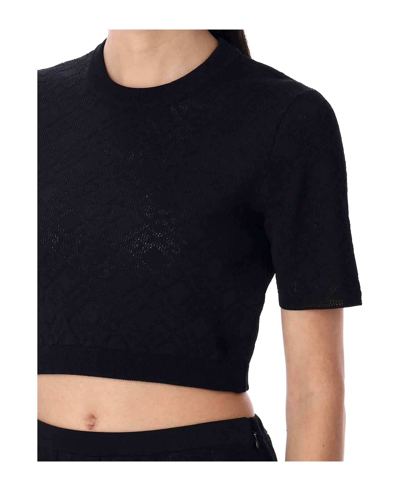 Givenchy Cropped Sweater In Monogram 72 Jacquard - BLACK