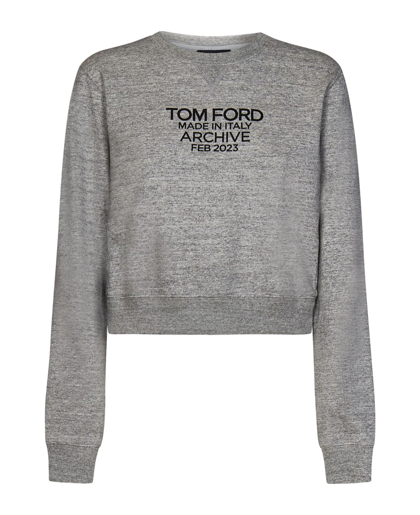 Tom Ford Logo Printed Crewneck Sweatshirt - GREY