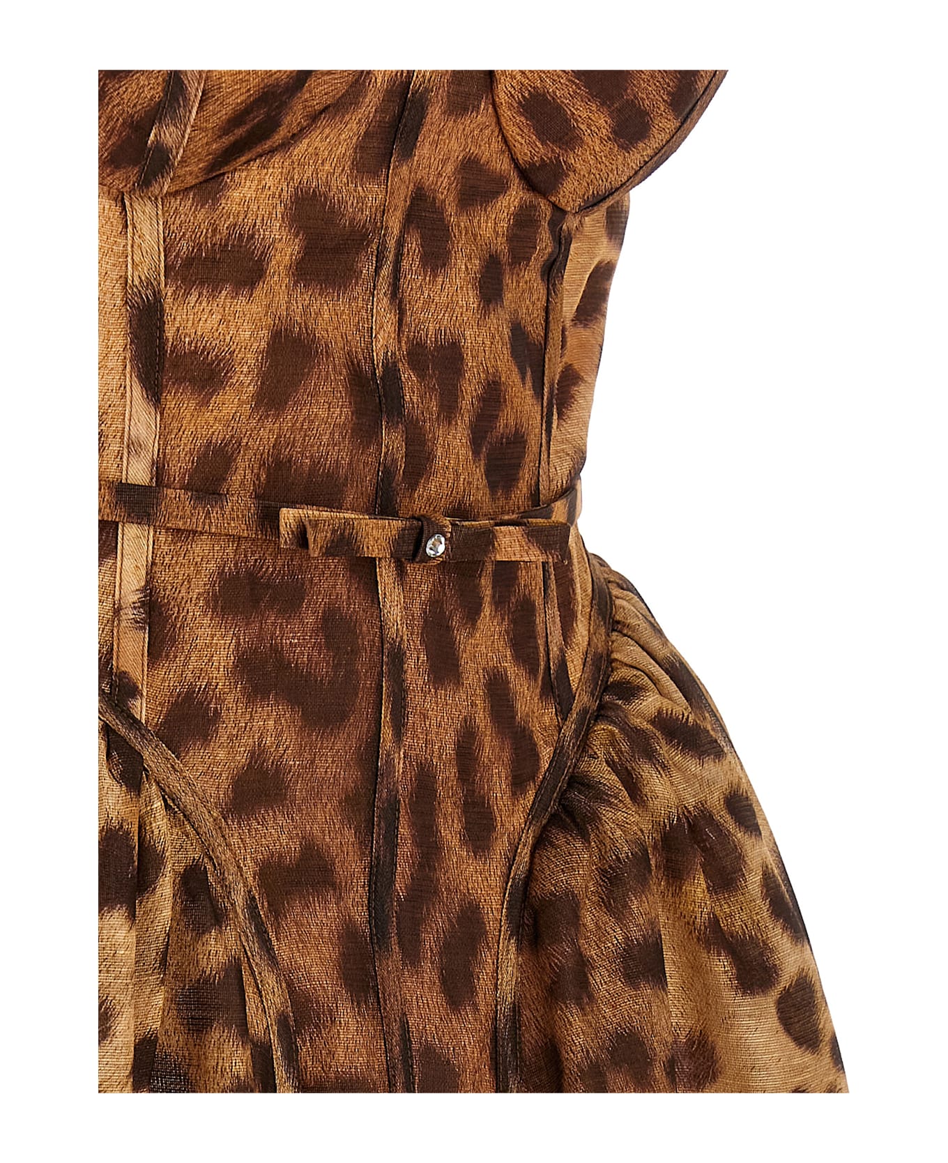 Zimmermann 
crush Panelled Midi
 Dress - Natural print