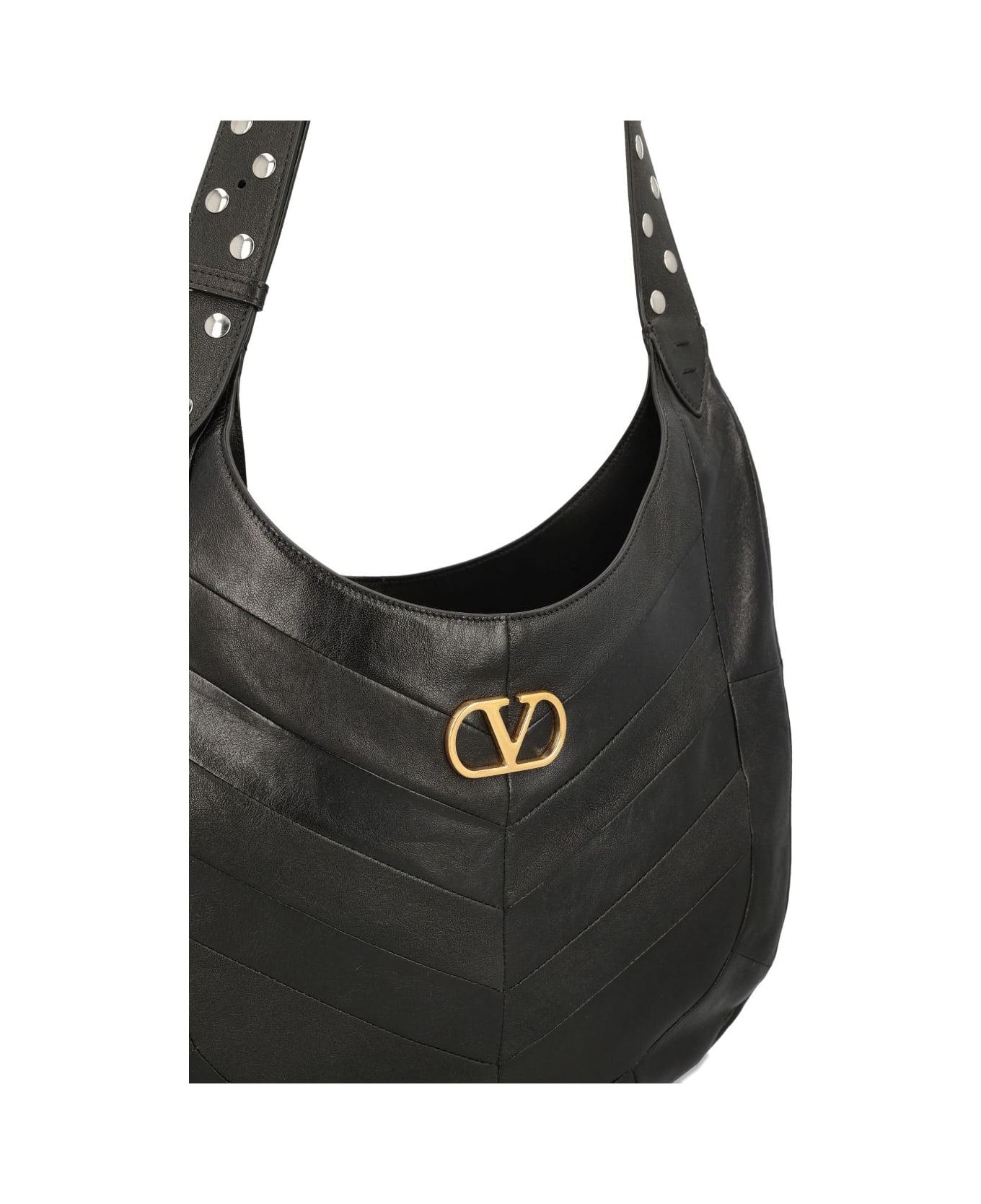 Valentino Garavani Hoboho Medium Leather Hobo Bag - Black