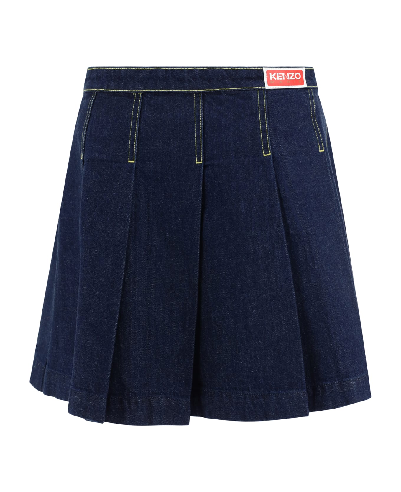 Kenzo Pleated Mini Skirt - Rinse Blue Denim