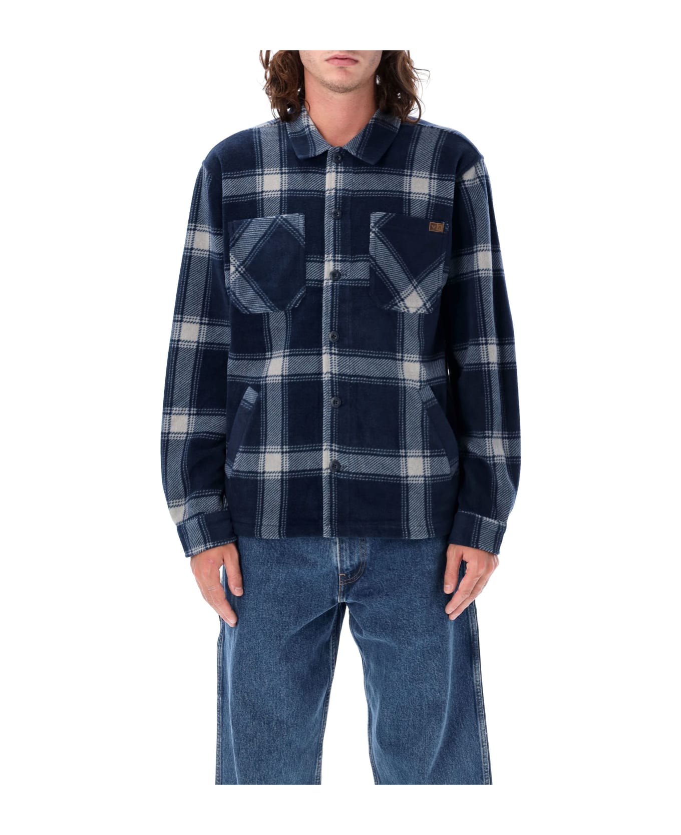 RVCA Yukon Hi Pile Fleece Shirt Jacket - NAVY CHECK