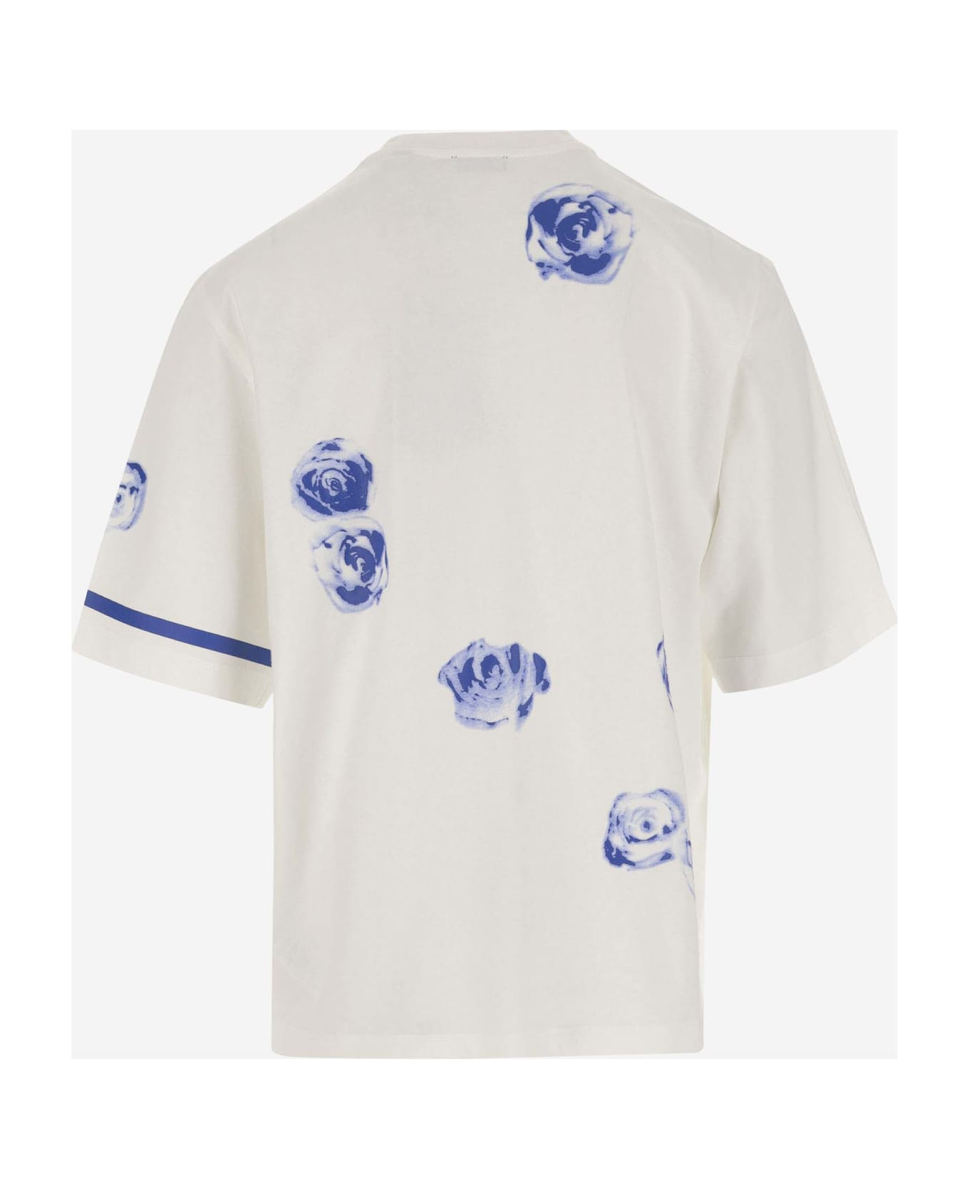 Burberry Cotton T-shirt With Rose Pattern - White