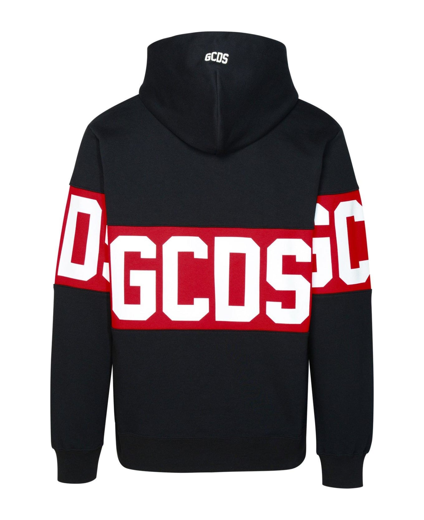GCDS Logo Printed Drawstring Hoodie - Black