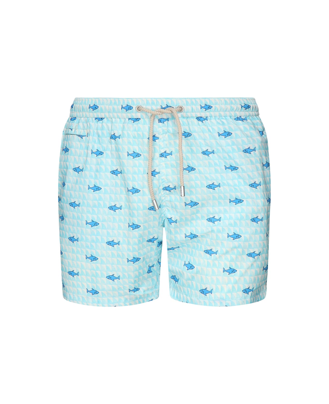 MC2 Saint Barth Swimsuit With Print - LIGHT BLUE/WHITE