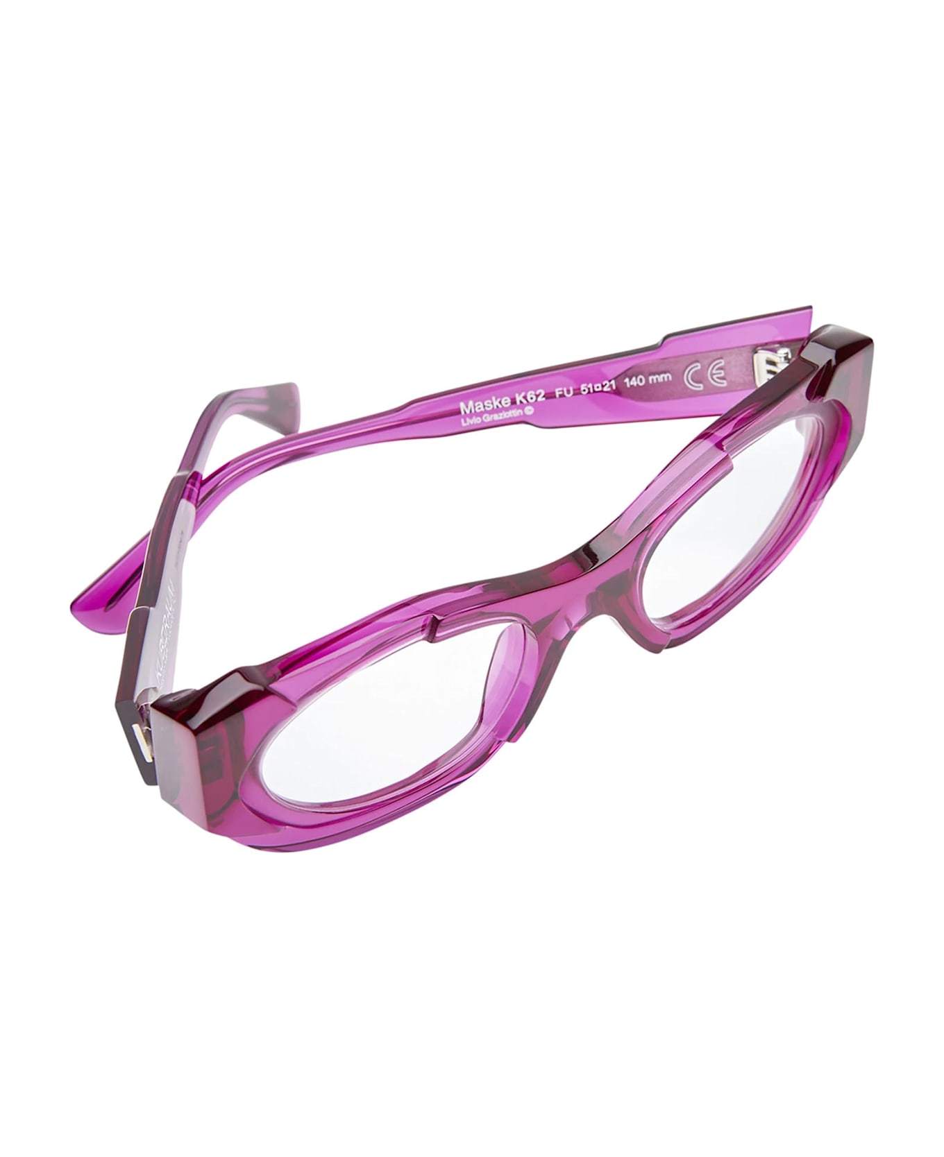 Kuboraum Mask K62 Fu / Transparent Fuchsia Rx Glasses - fuchsia