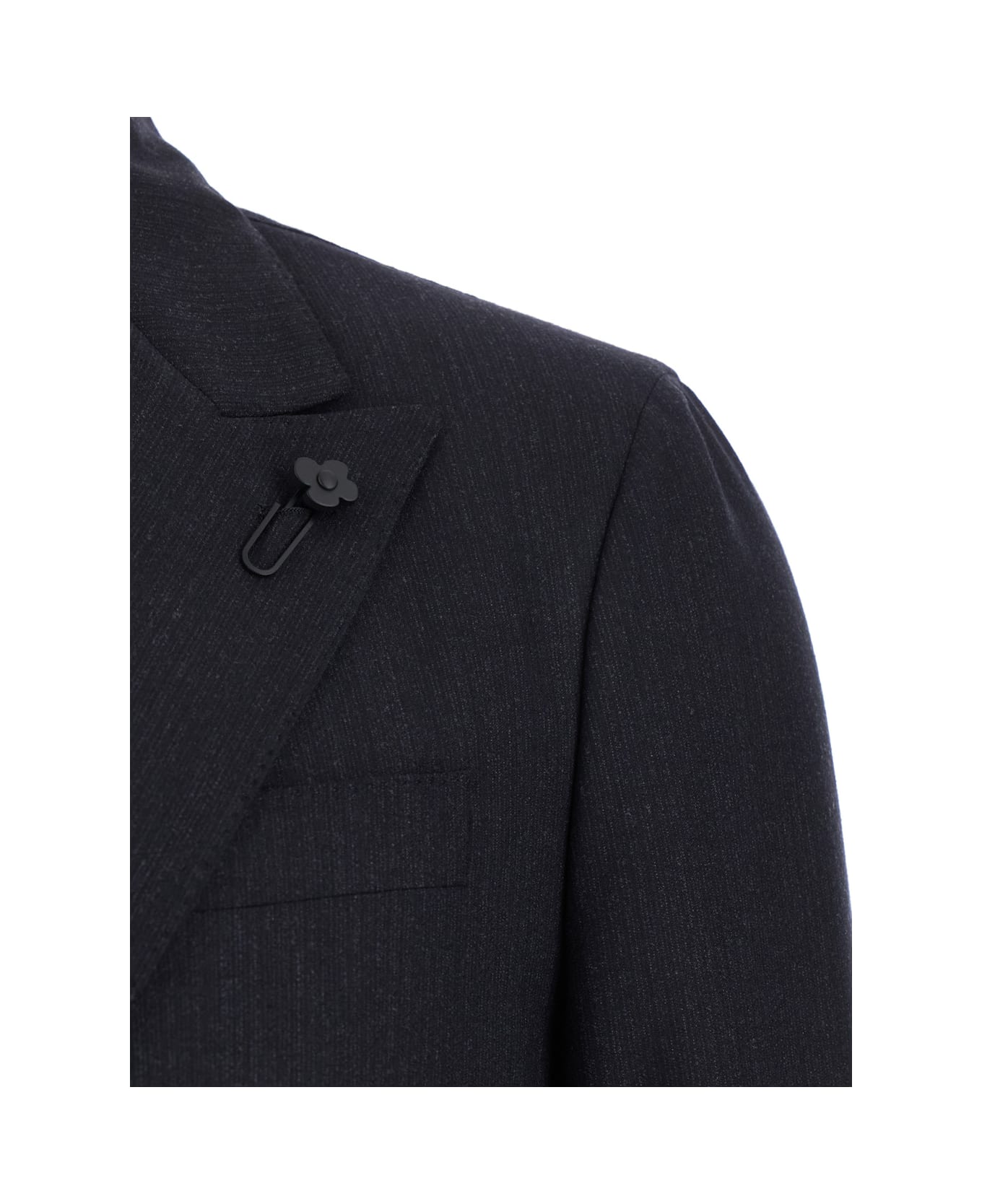 Lardini Grey Single-breasted Suit With Classic Revers In Flanel Man - Grey