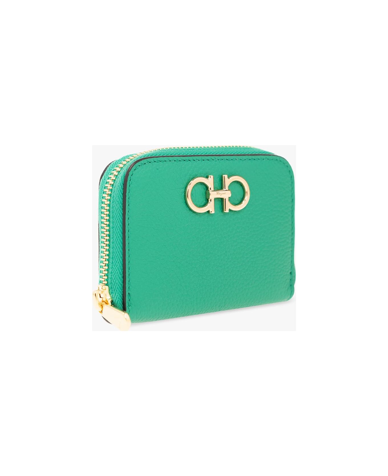 Ferragamo Leather Wallet With Logo - Green