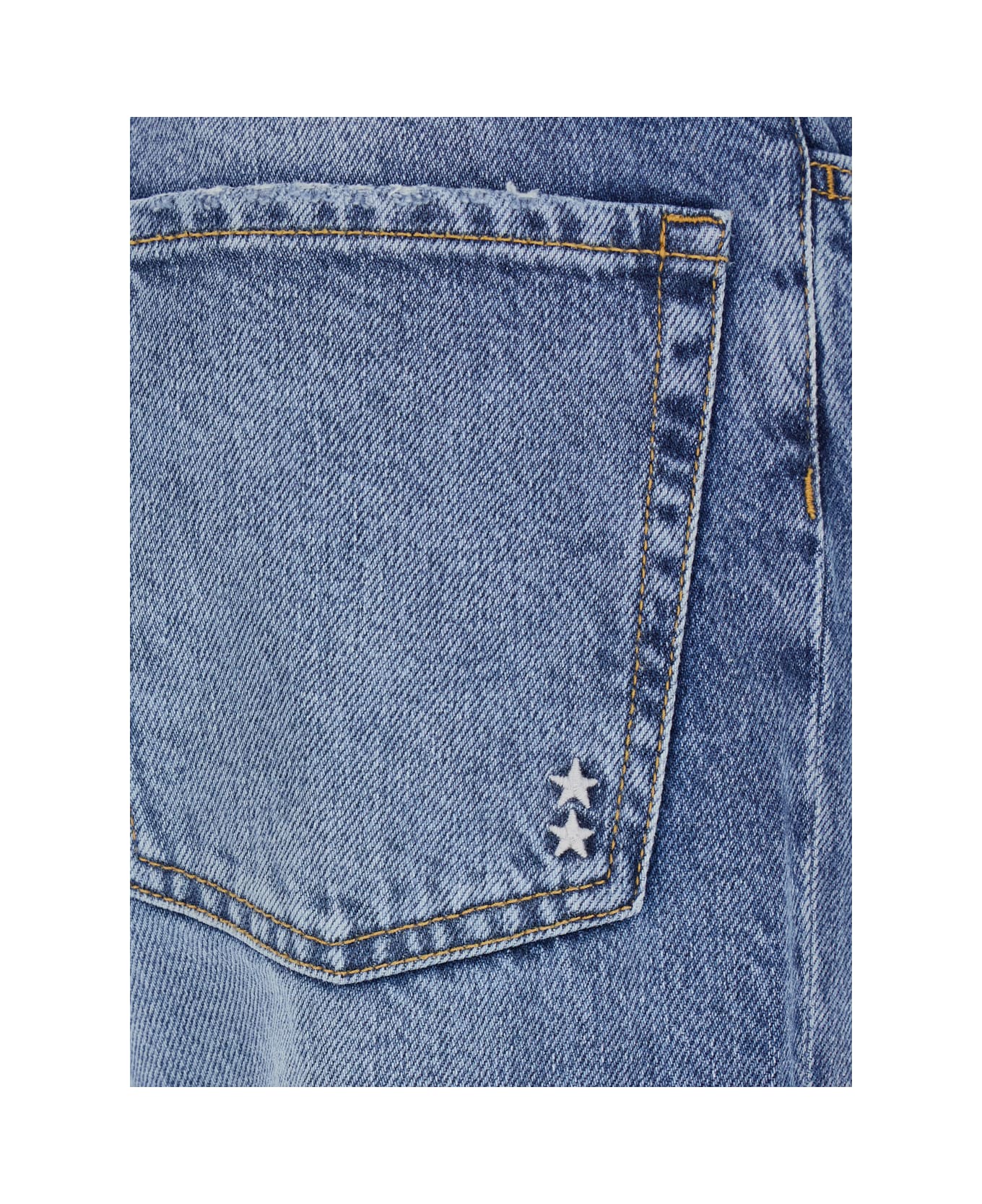 Icon Denim Light Blue Jeans With Logo Patch On The Rear And Ripped Detail On The Rear In Denim Woman - Light blue