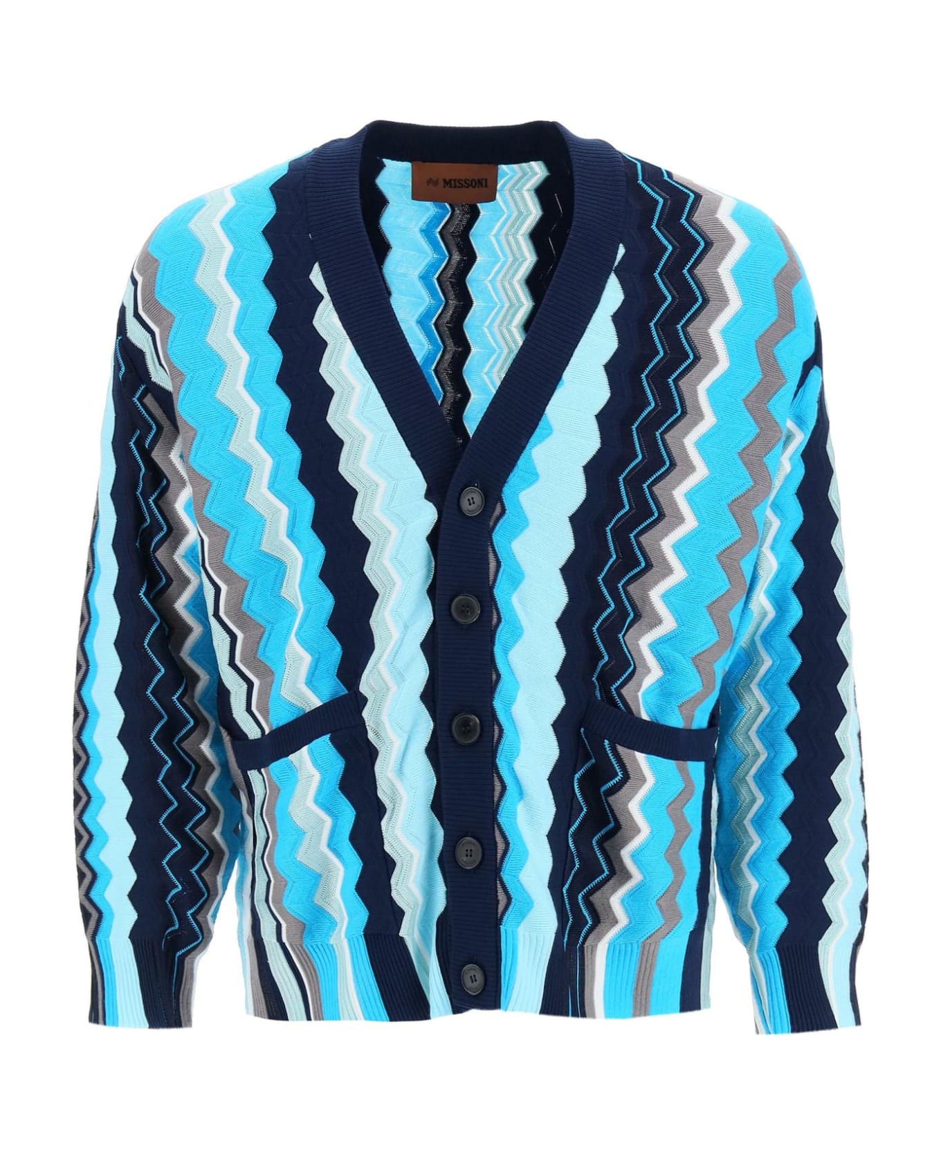 Missoni Patterned Cardigan - WHITE AND BLUE TONES (Blue)