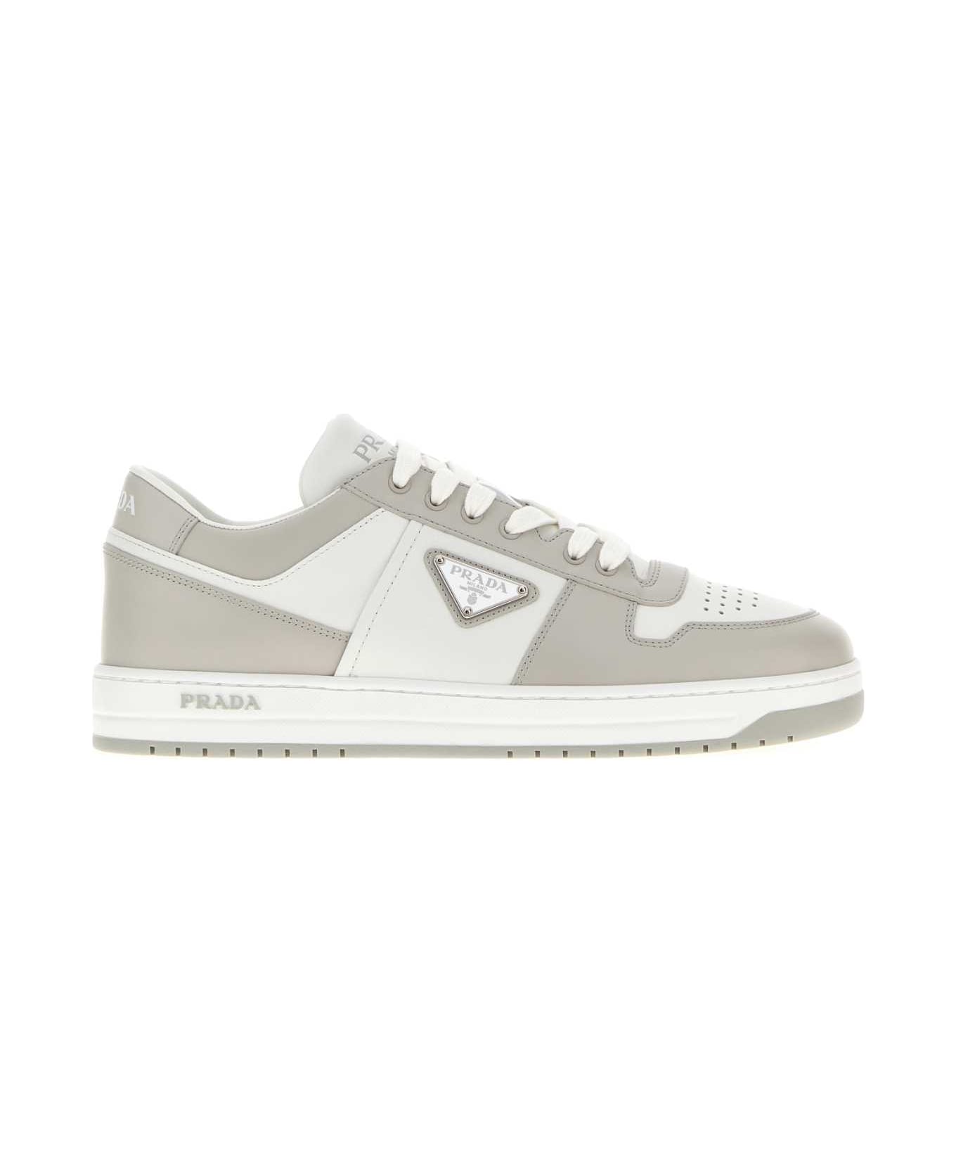 Prada Two-tone Leather Downtown Sneakers - BIANCOCRISTALLO