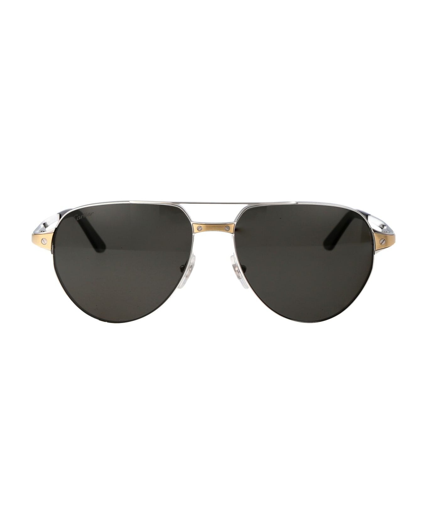 Cartier Eyewear Ct0425s Sunglasses - 001 SILVER SILVER SMOKE
