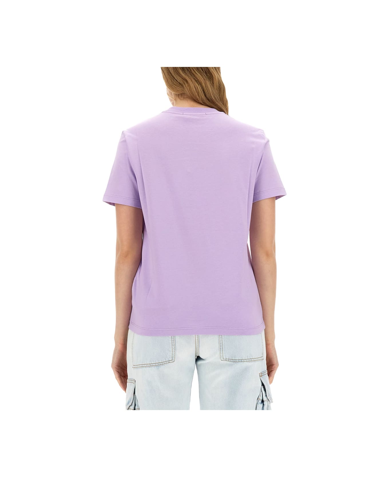 MSGM T-shirt With Logo - LILAC Tシャツ