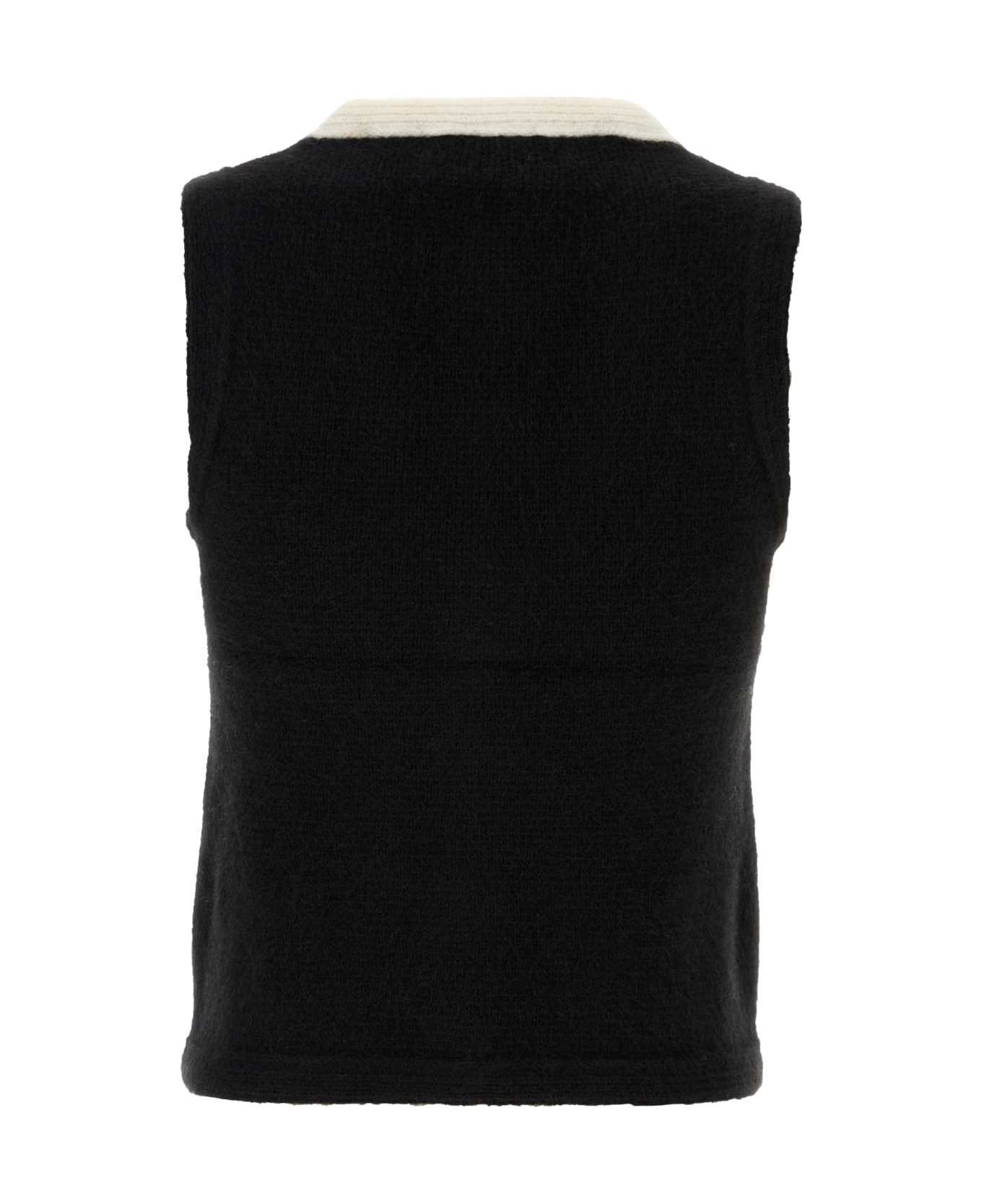 Alessandra Rich Black Alpaca Blend Vest - BLACK