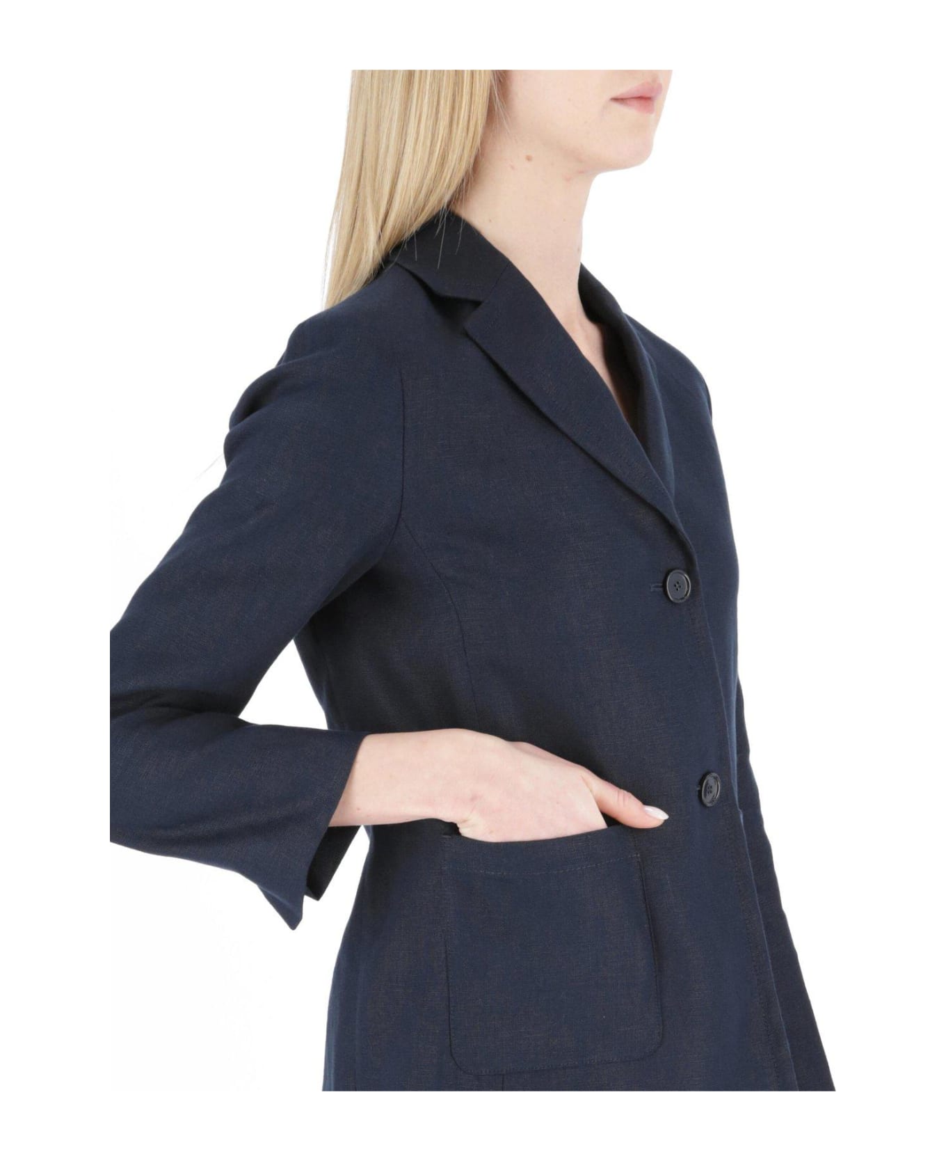 'S Max Mara Single-breasted Long-sleeved Jacket - Blue