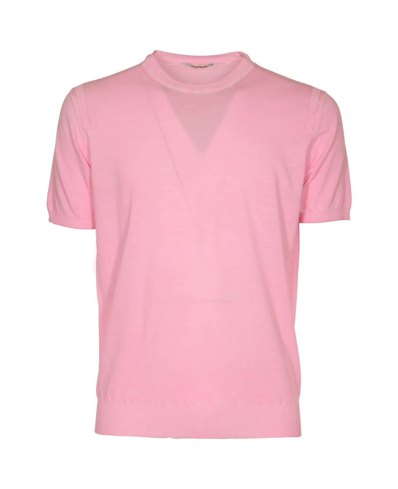 Kangra Crewneck Rib Trim Plain T-shirt - Pink