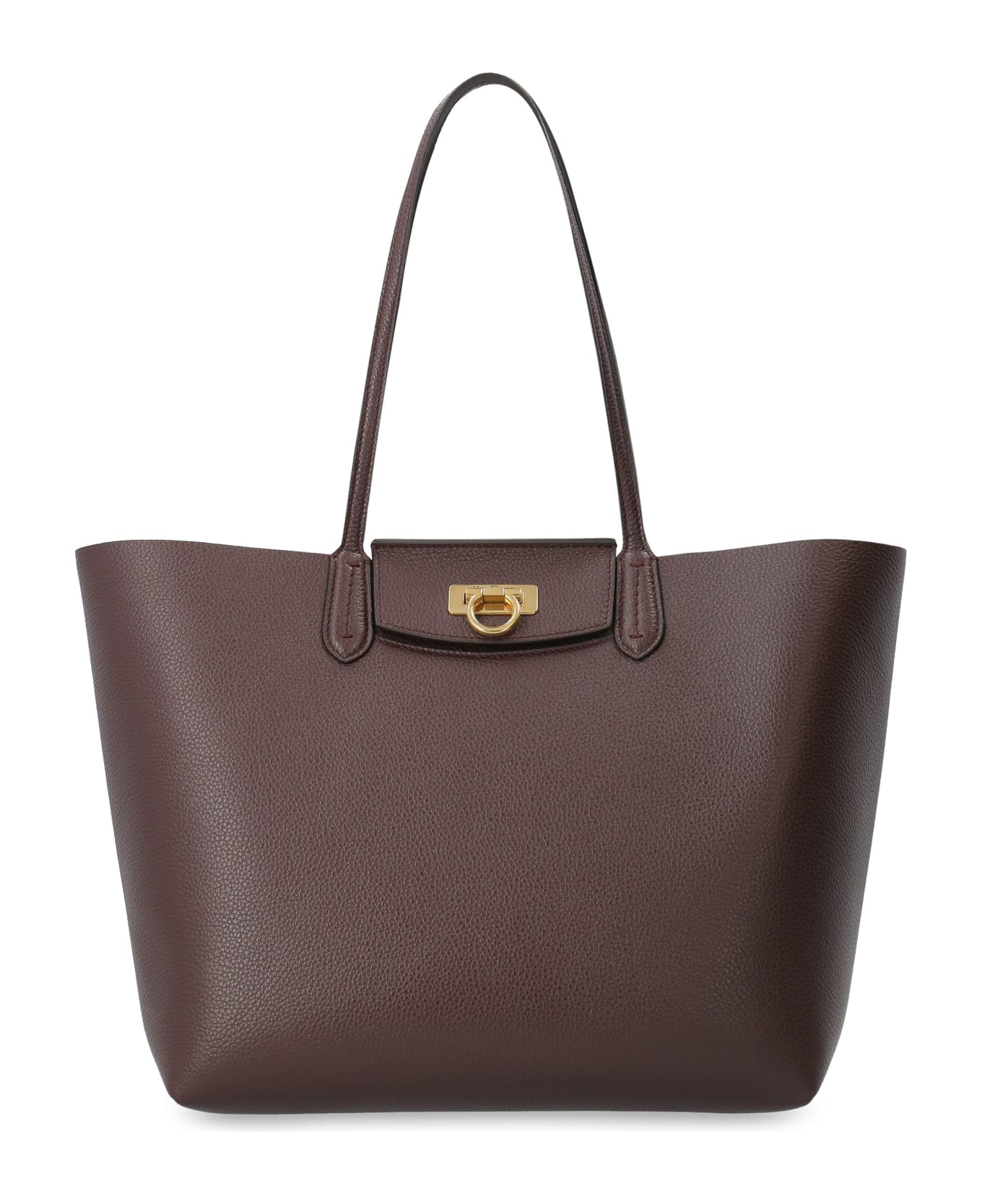Ferragamo Gancini Leather Tote - brown