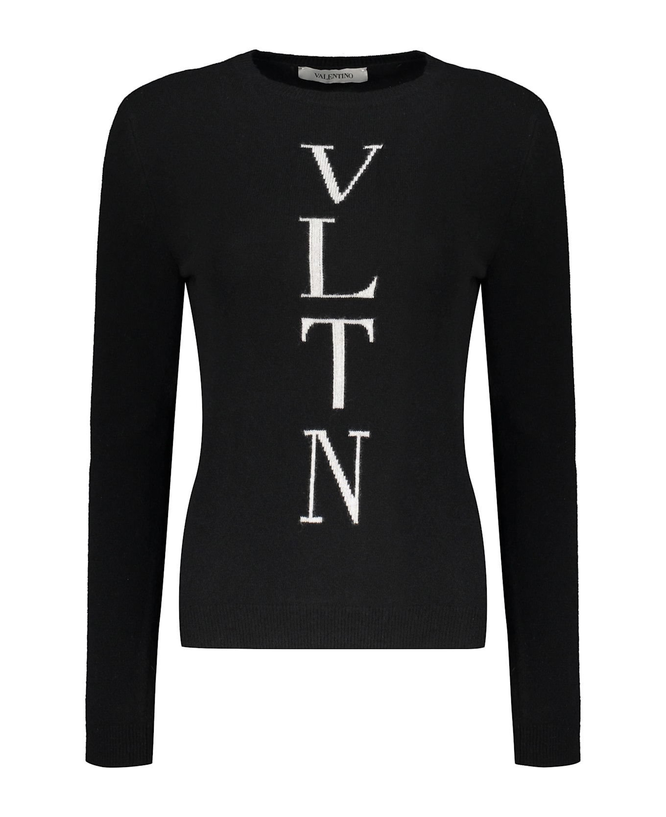Valentino Garavani Long Sleeve Crew-neck Sweater - black
