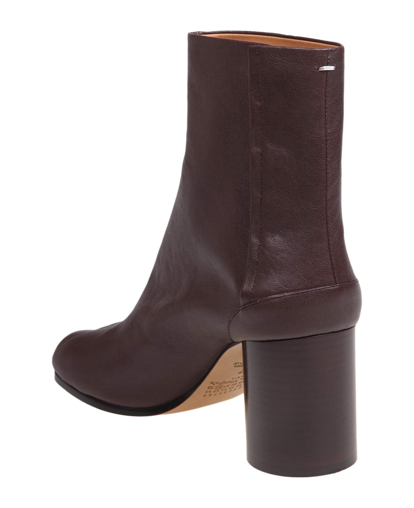 Maison Margiela Tabi Ankle Boots In Soft Brown Nappa - Bordeaux