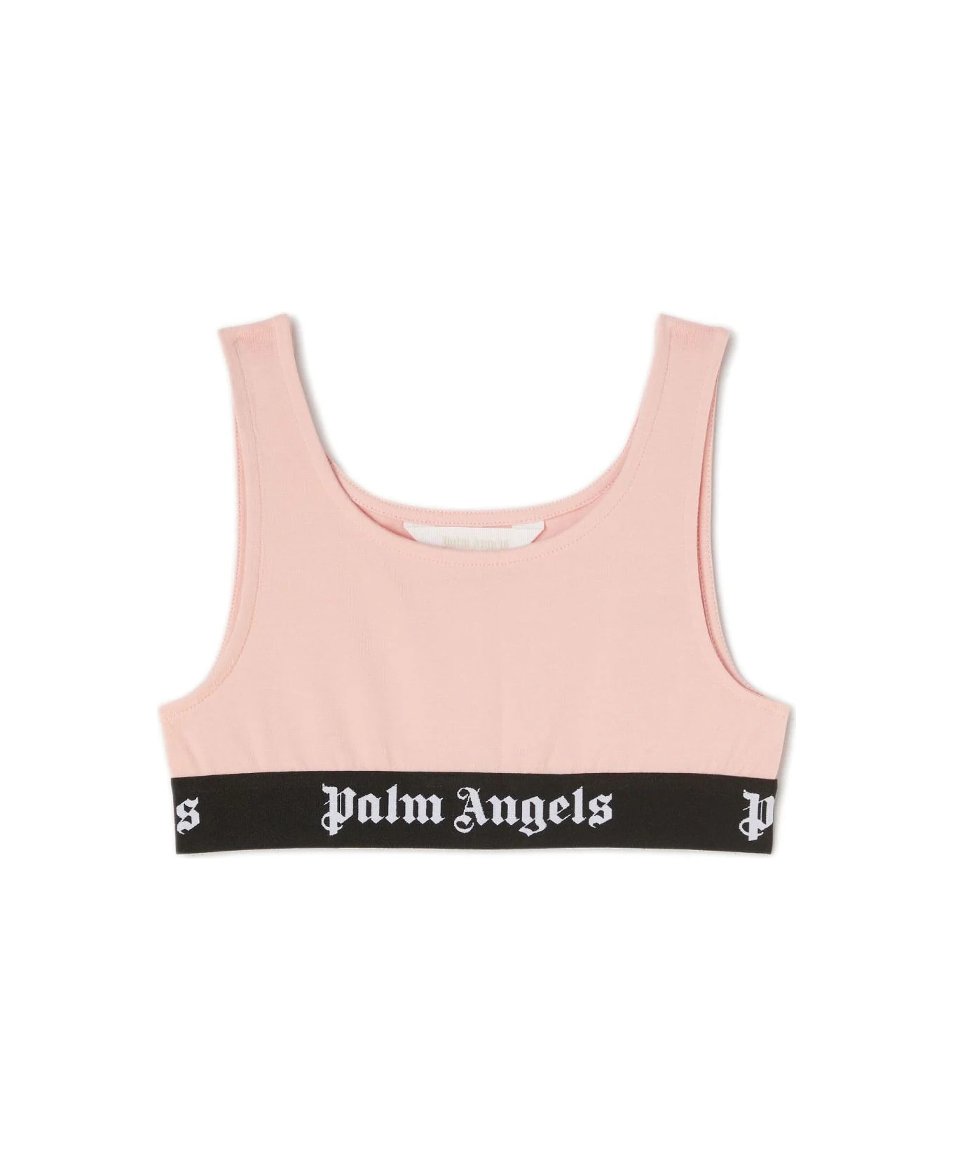 Palm Angels Pink Top With Black Logo Band - Pink
