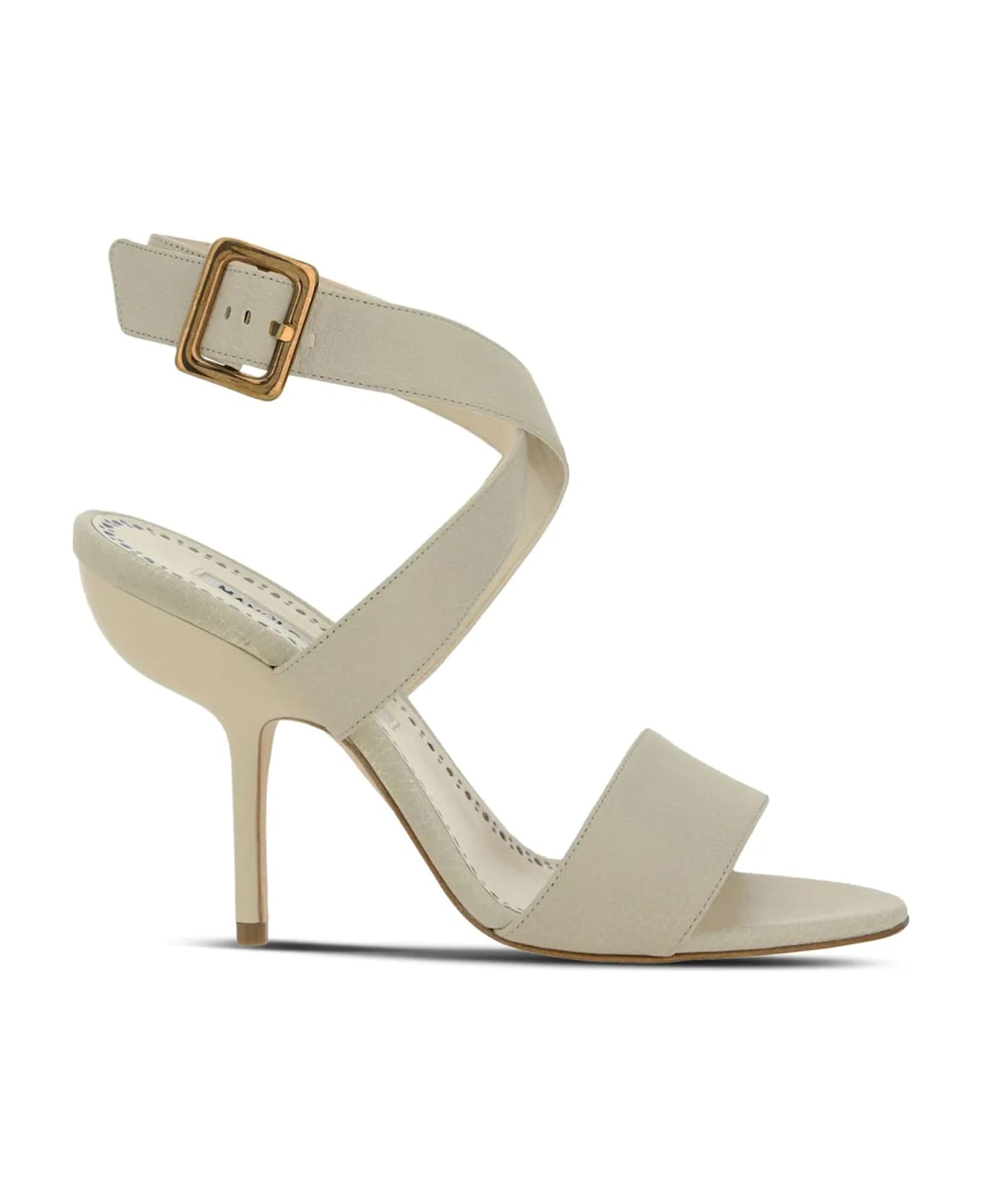 Manolo Blahnik Helua 105 Leather Sandals - White
