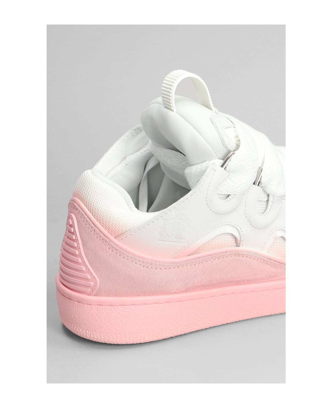 Lanvin Curb Sneakers In Rose-pink Leather - rose-pink