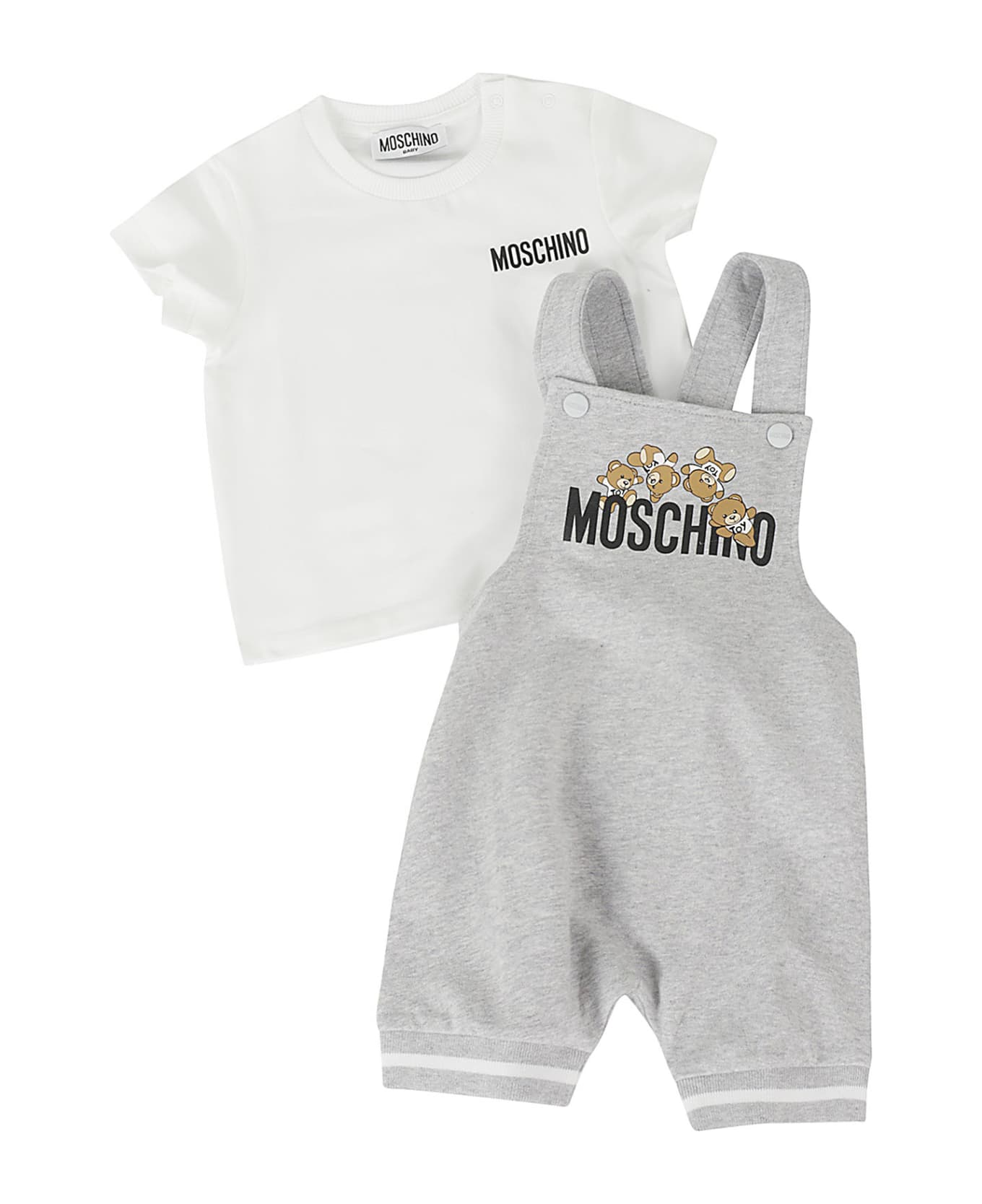 Moschino 2 Pa Tshirt E Salopette - White Grey