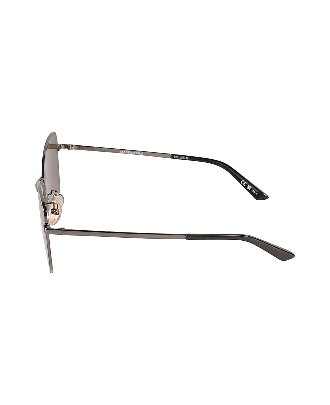 Balenciaga Eyewear Square Frame Logo Sided Sunglasses - Ruthenium/Brown