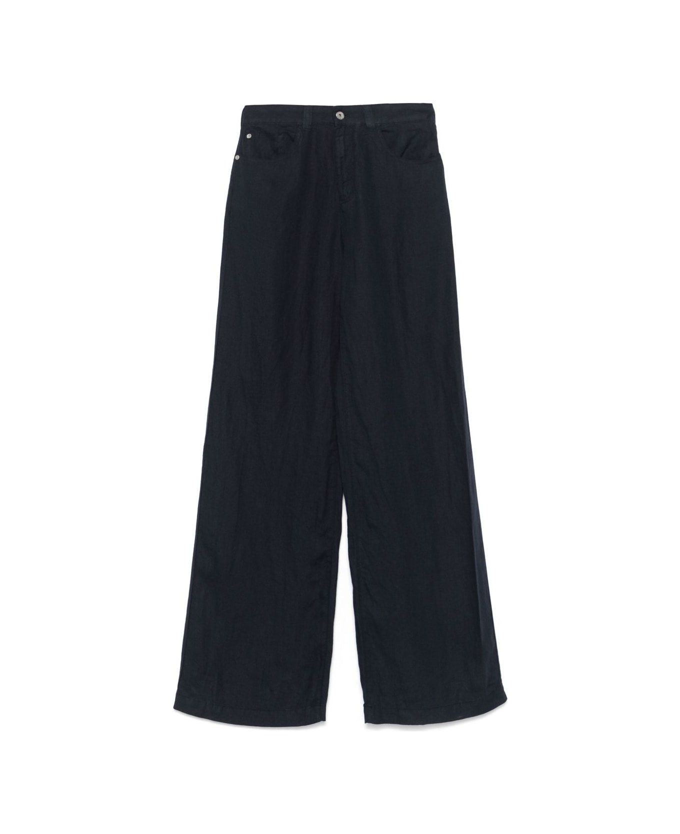 Emporio Armani Wide-leg Linen Trousers - Blue