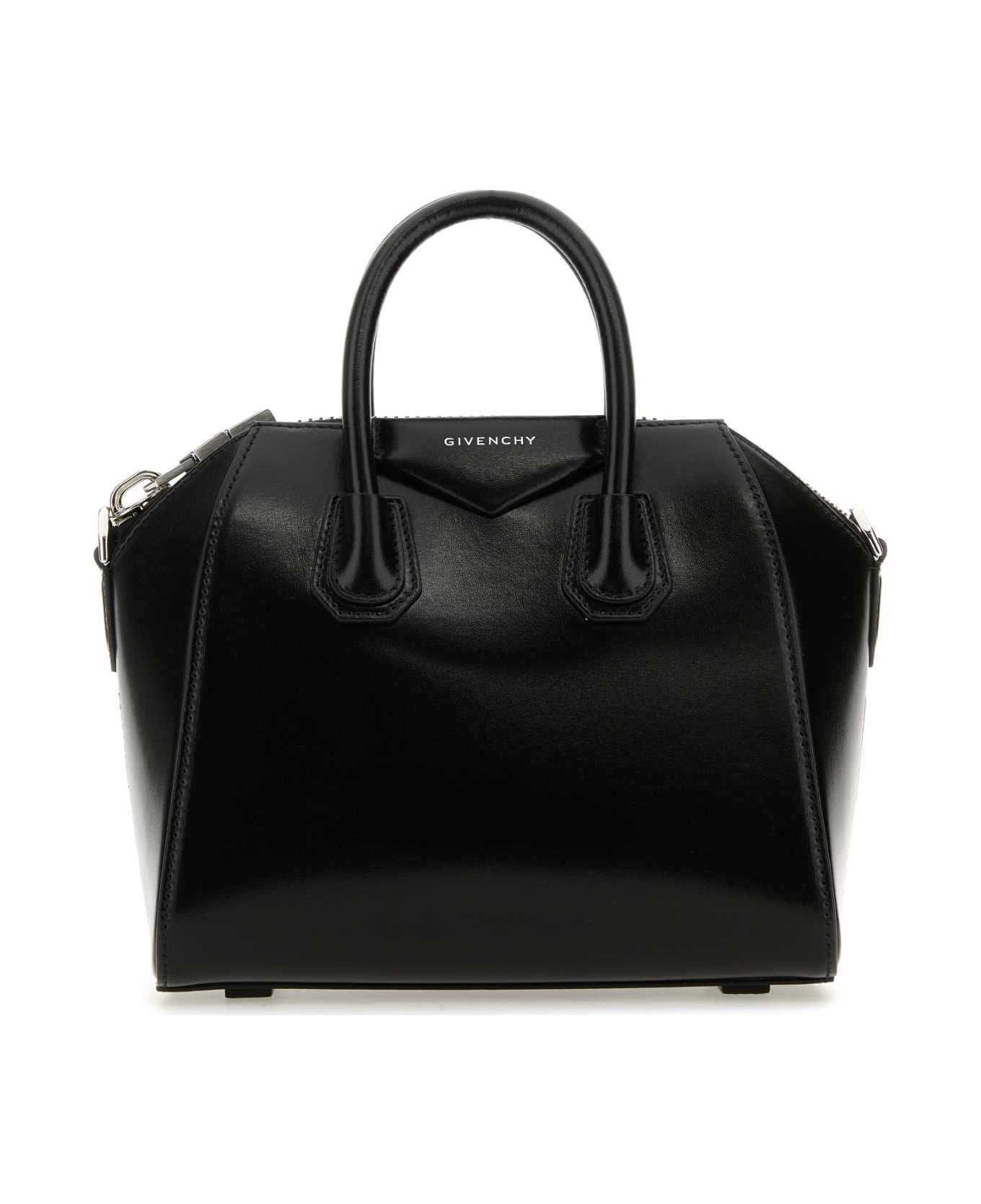 Givenchy Black Leather Mini Antigona Handbag - BLACK