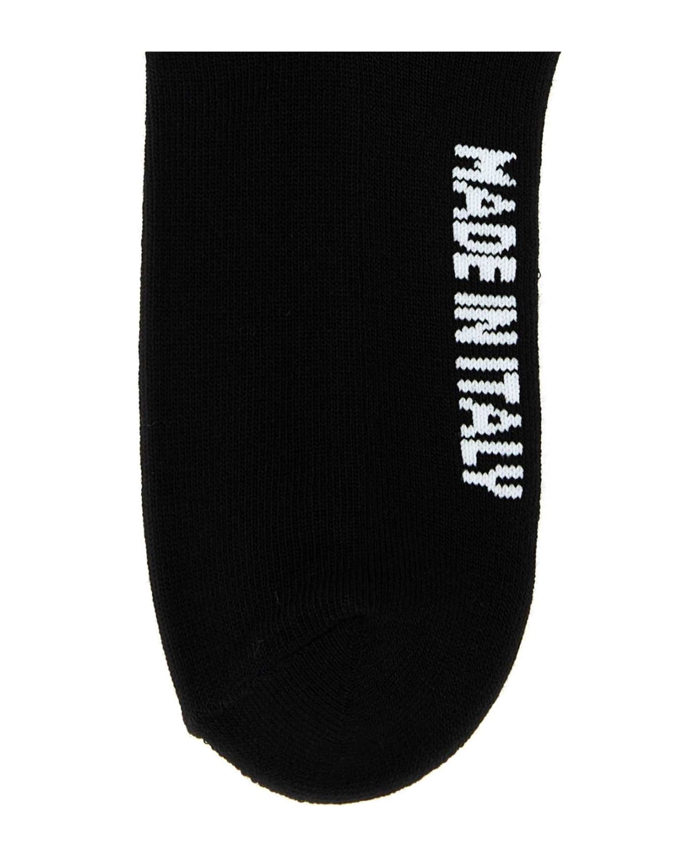 GCDS Black Stretch Cotton Blend Socks - NERO 靴下＆タイツ