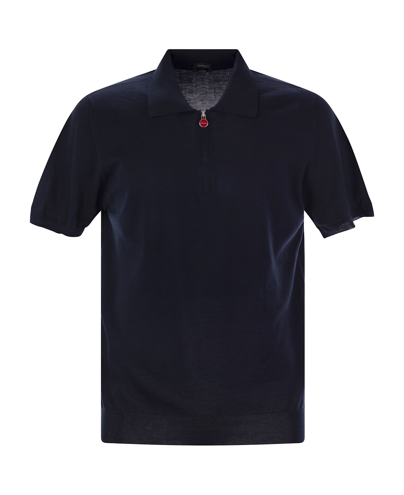 Kiton Short-sleeved Polo-zip - Night Blue