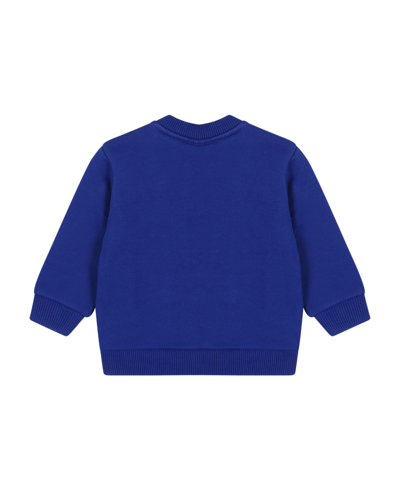 Off-White Blue Sweatshirt For Baby Boy With Mascot Logo Print - Blue ニットウェア＆スウェットシャツ