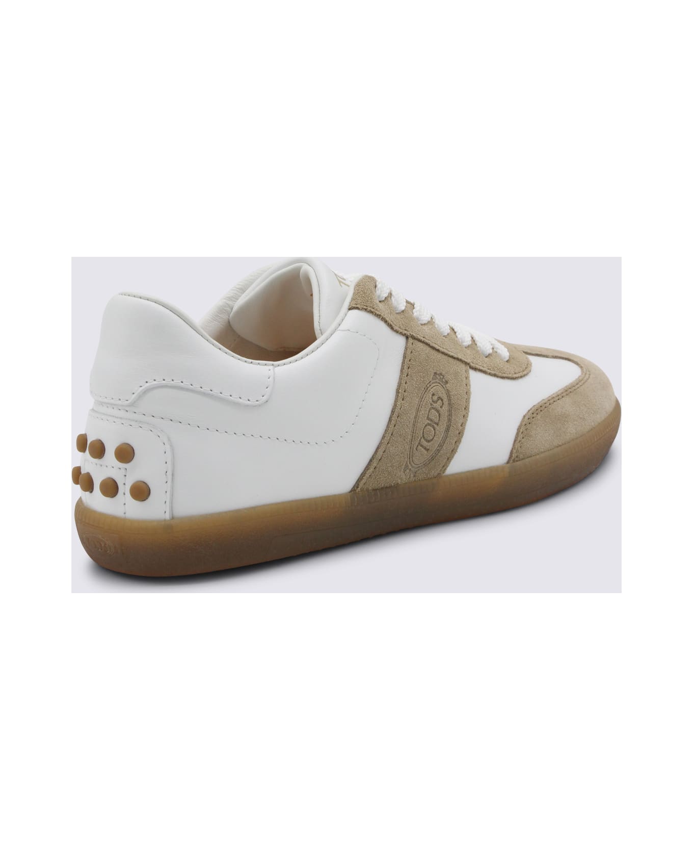 Tod's White And Beige Leather Sneakers - VESUVIO