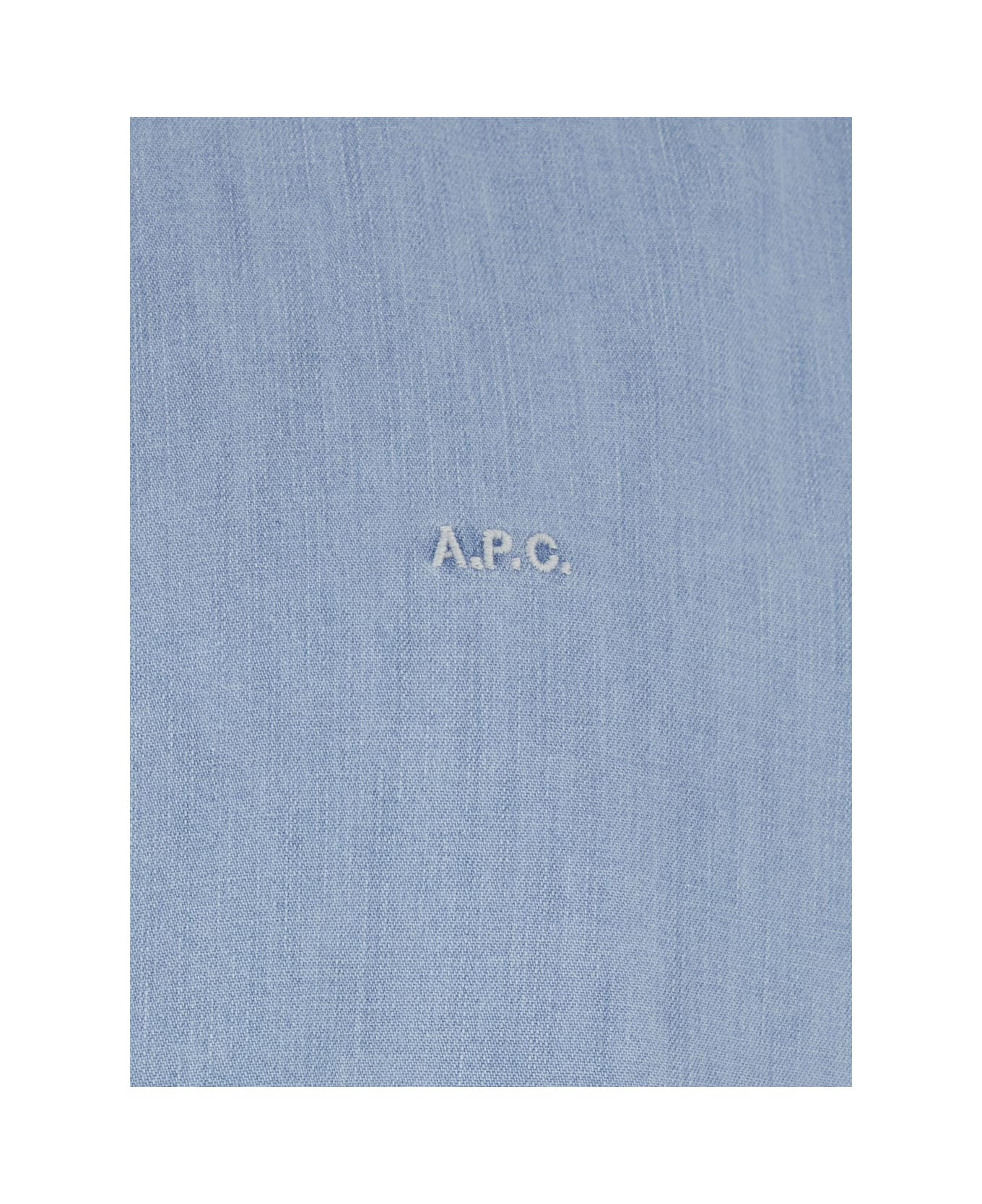 A.P.C. 
mathia
 Light Blue Shirt With Classic Collar And Logo Lettering Embroidery On The Front In Cotton Man - Light blue
