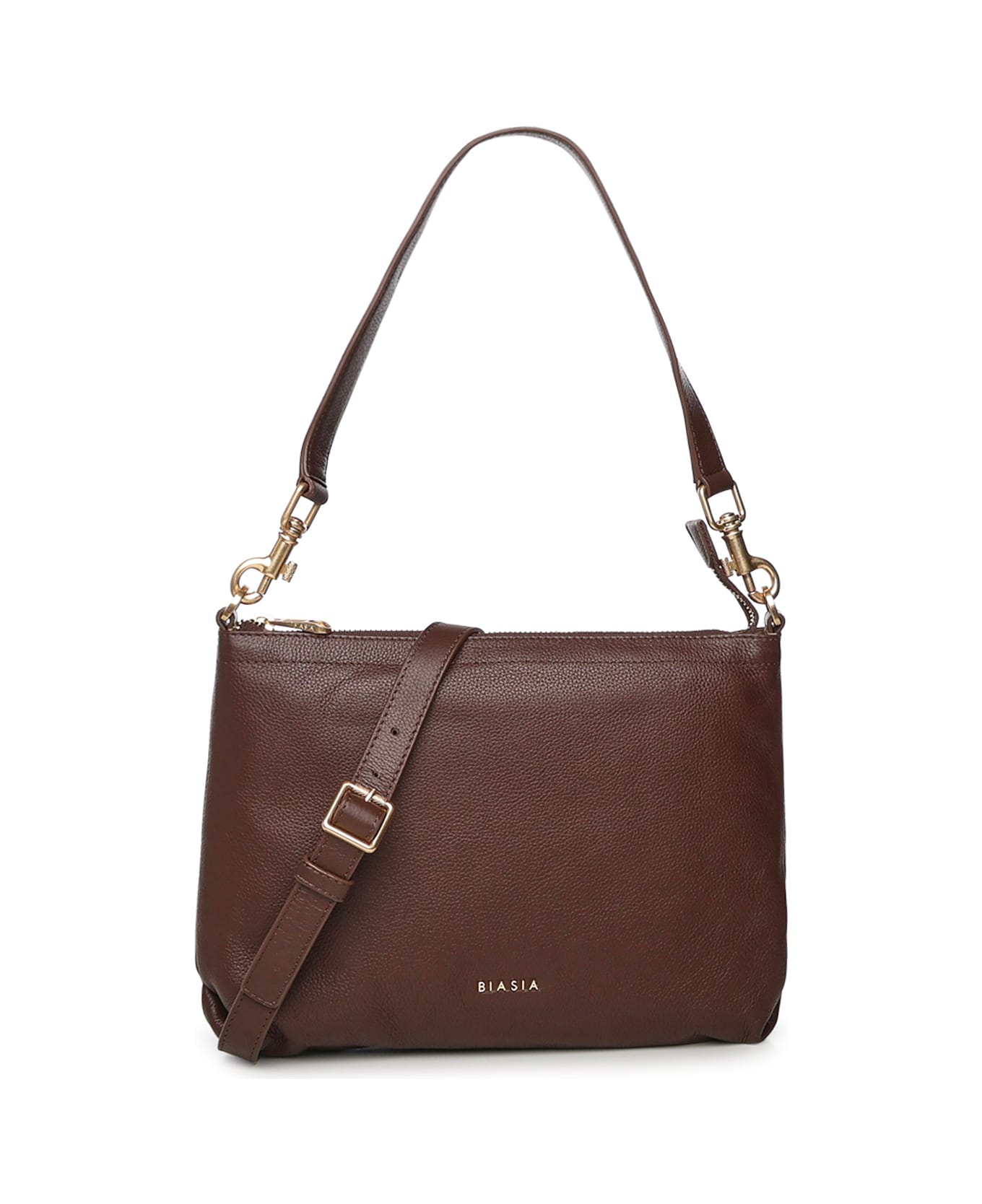 Biasia Logo Shoulder Bag - DARK BROWN