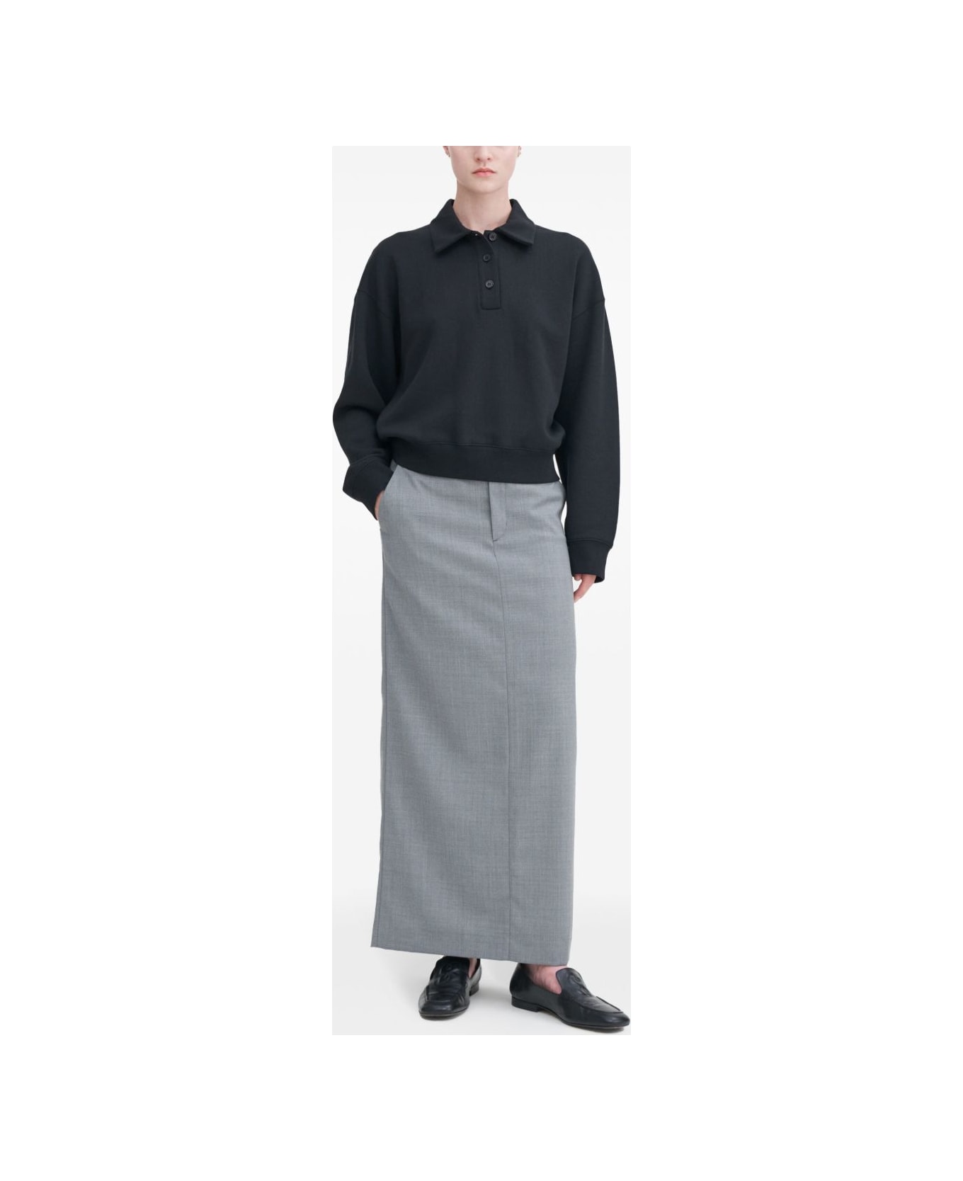 Filippa K Long Sleeves Polo Shirt - Black