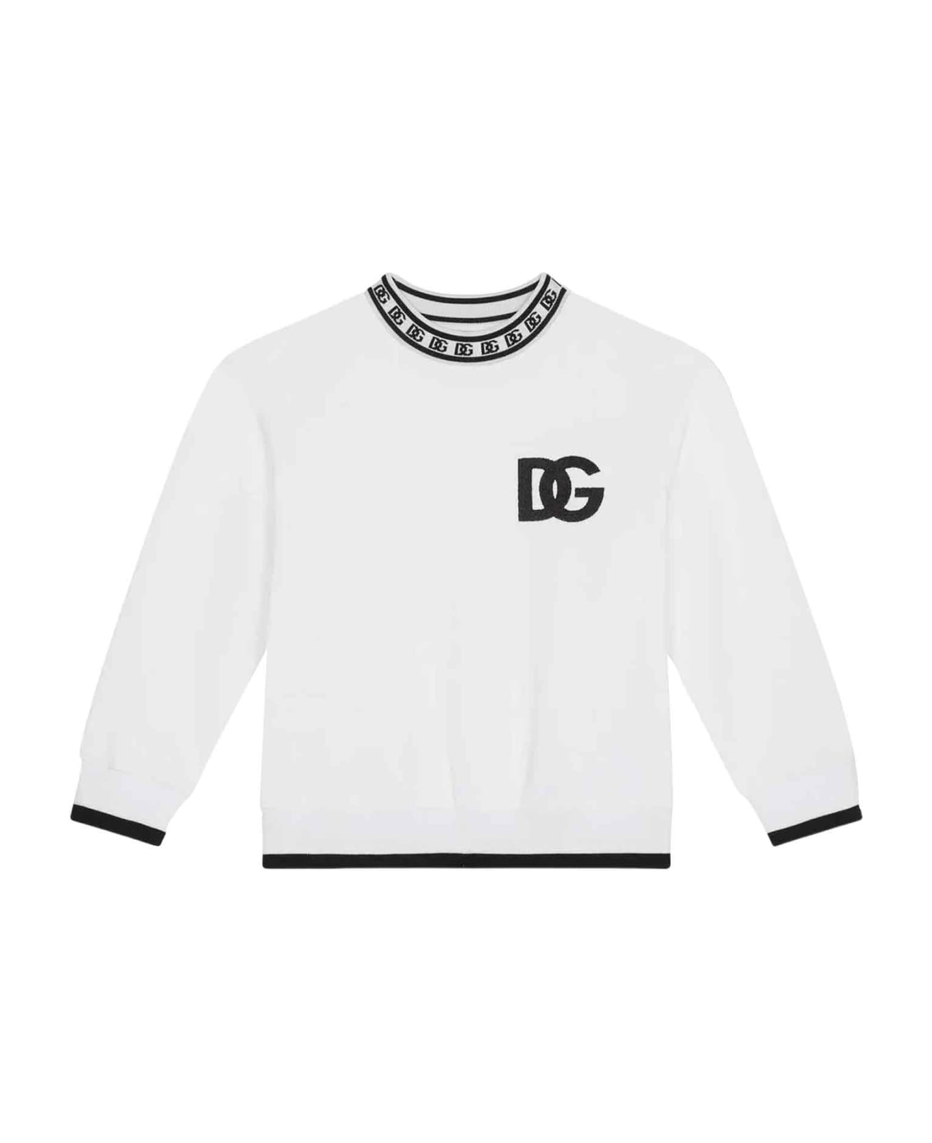 Dolce & Gabbana White Sweatshirt Boy - Bianco Ottico ニットウェア＆スウェットシャツ