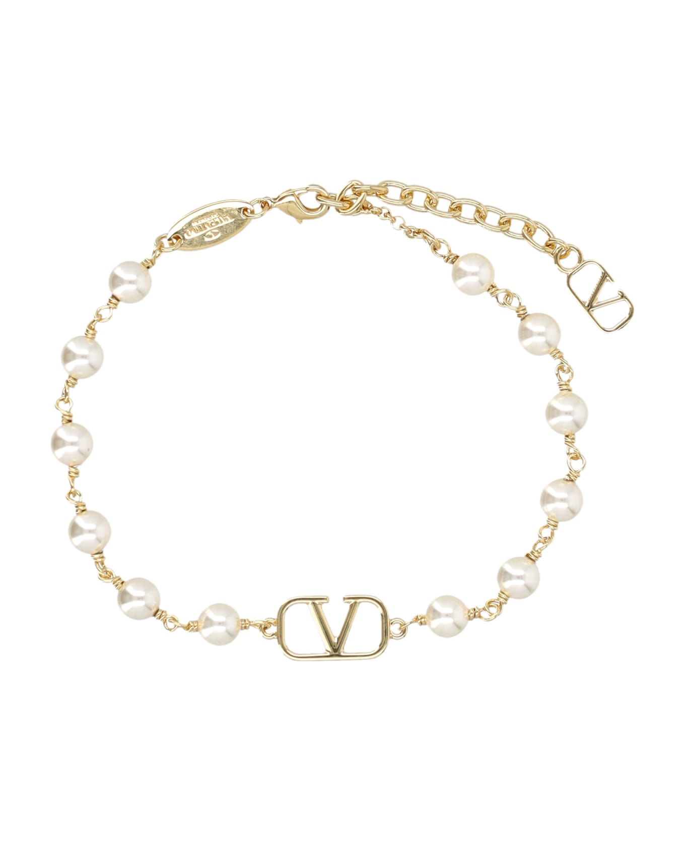Valentino Garavani Gold Bracelet Vlogo Signature - Golden
